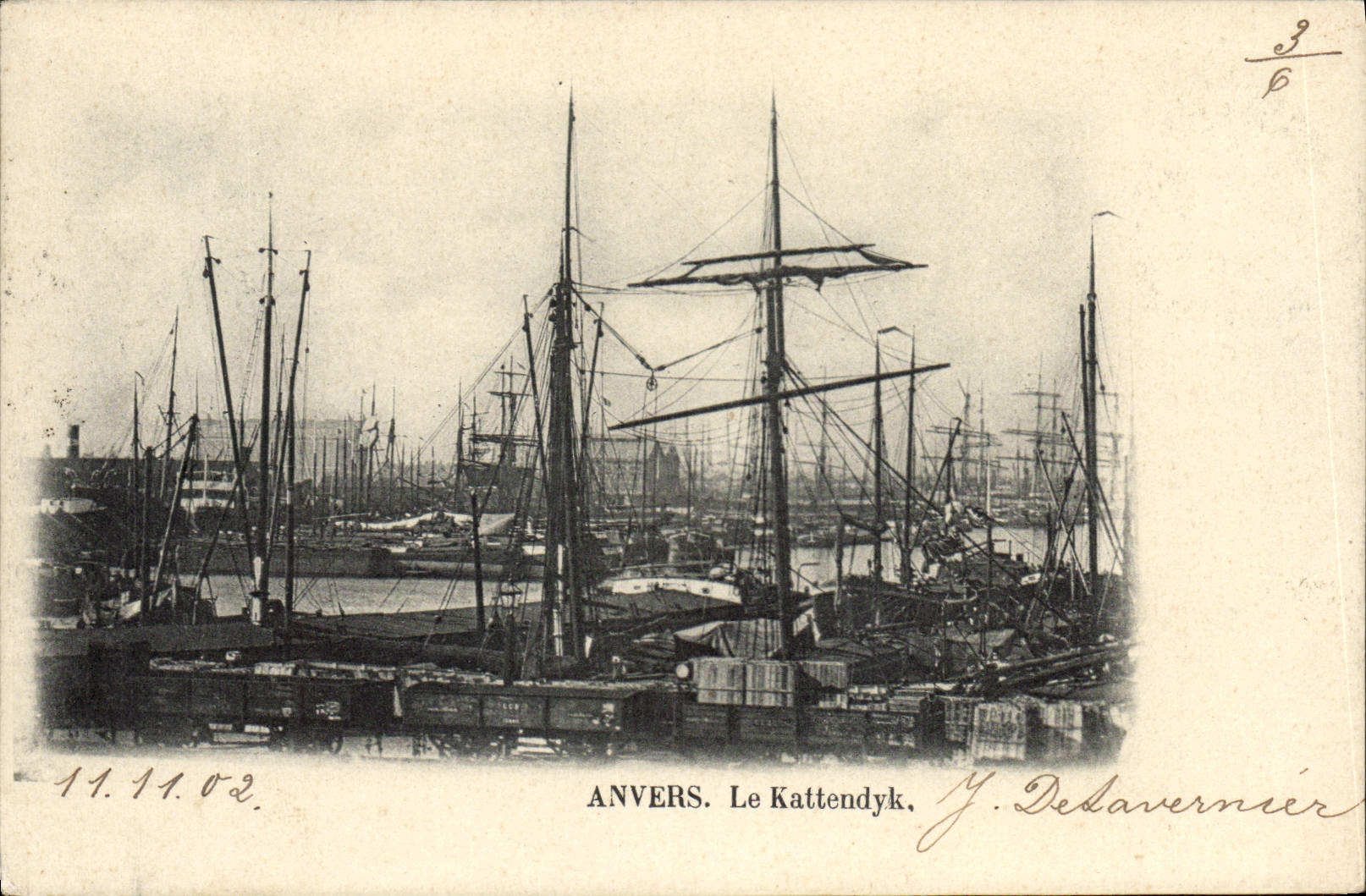 Barcos de Amberes Kattendyk de la POSTAL de la VENDIMIA