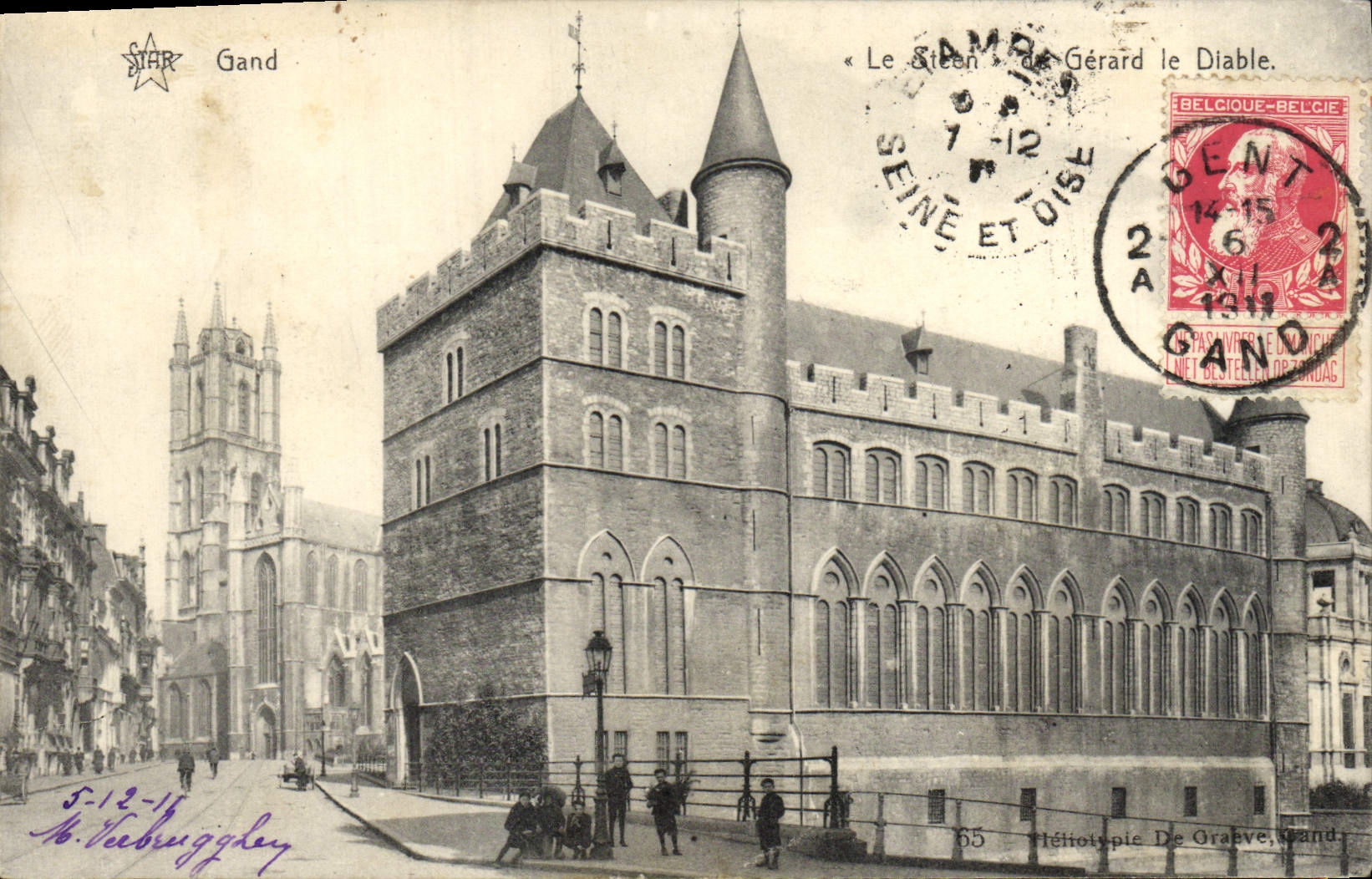 VINTAGE POSTCARD Ghent Steen of Gerald Devil