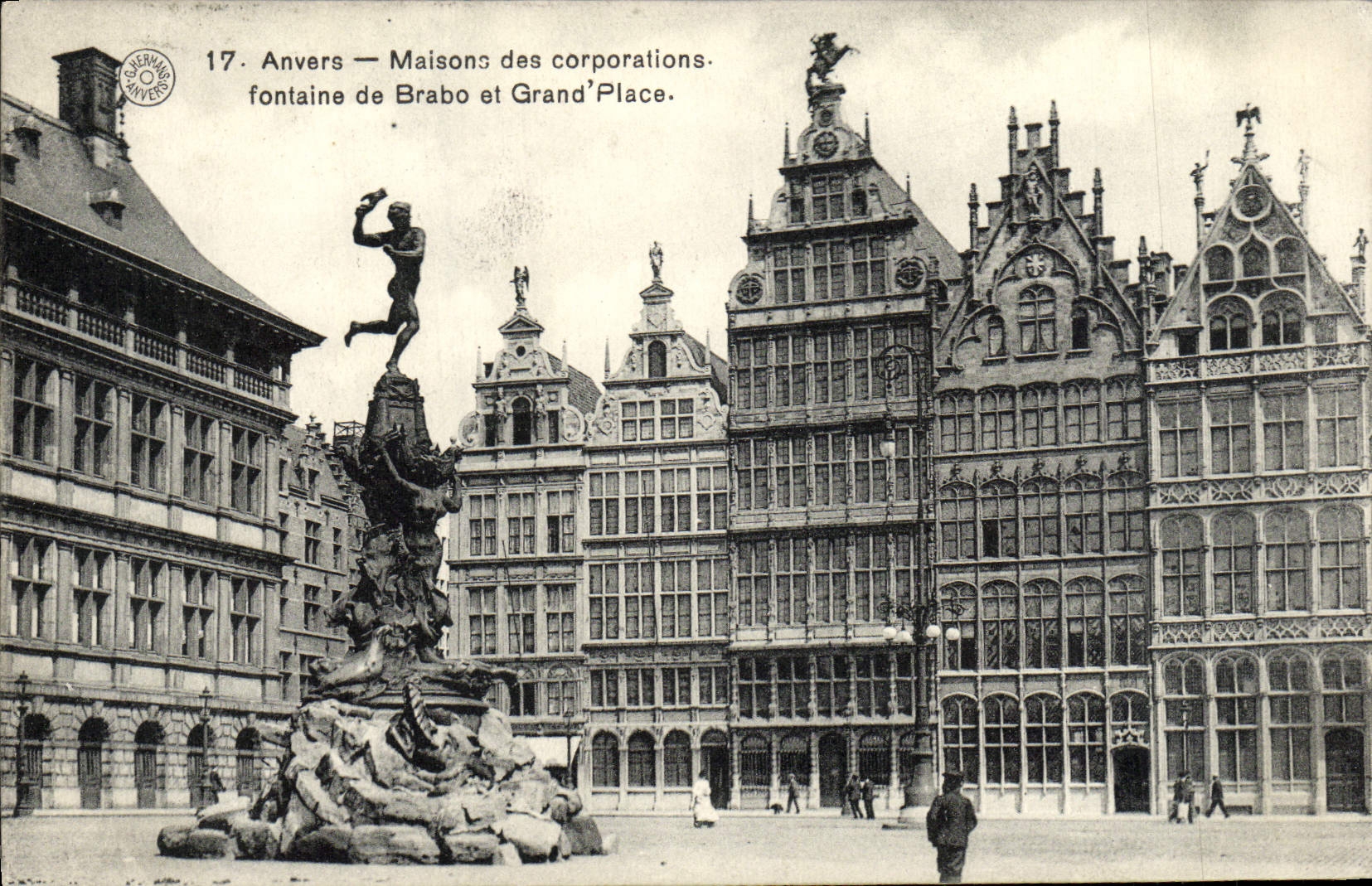 CPA Anvers Maisons des Corporations Fontaine de Brabo et Grand Place