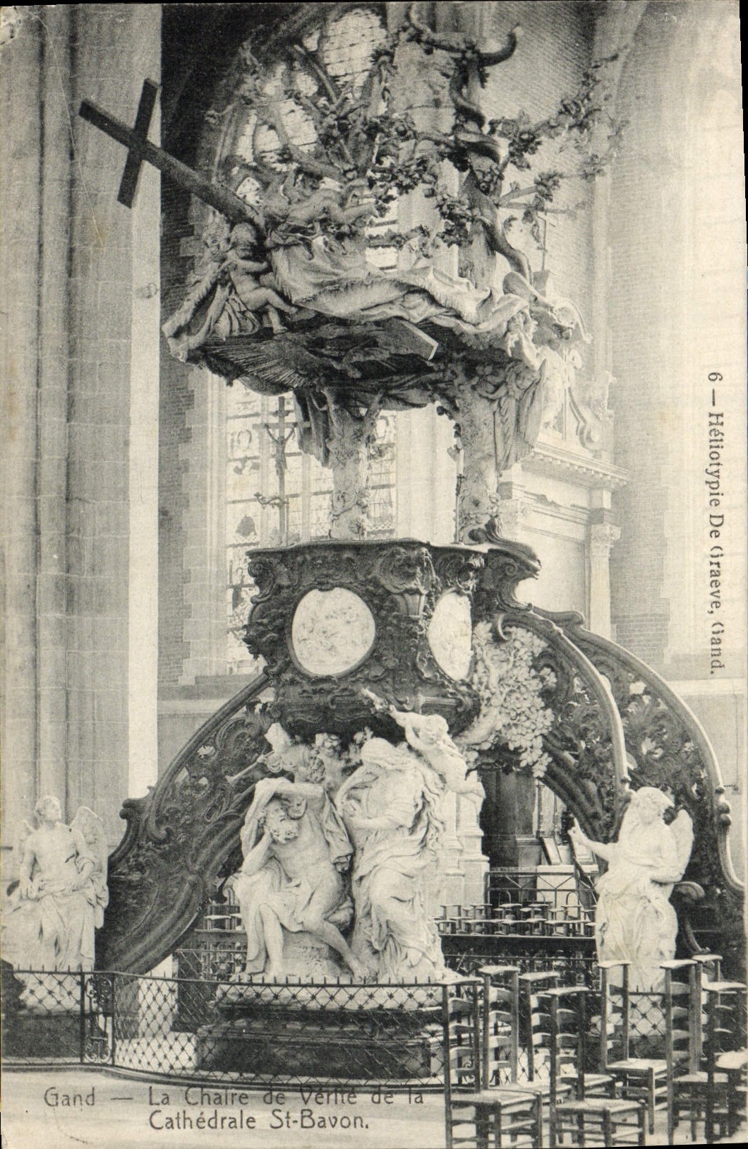 VINTAGE POSTCARD Ghent the Pulpit of Truth of the Cathedral St Bavon