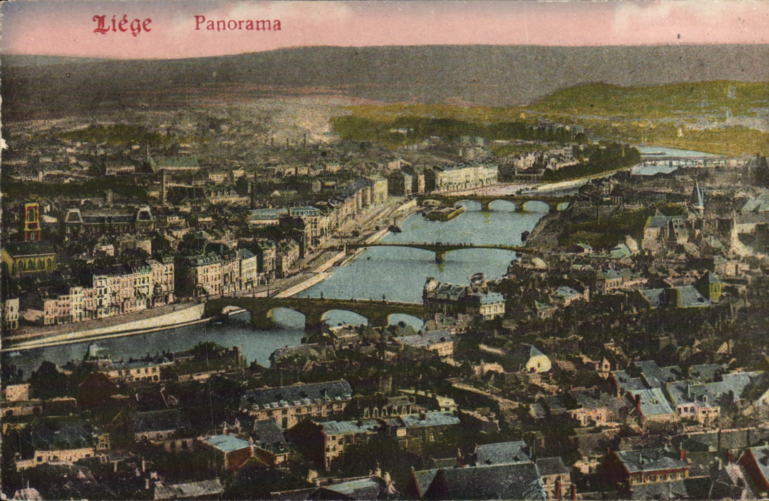 VINTAGE POSTCARD Liege Panorama