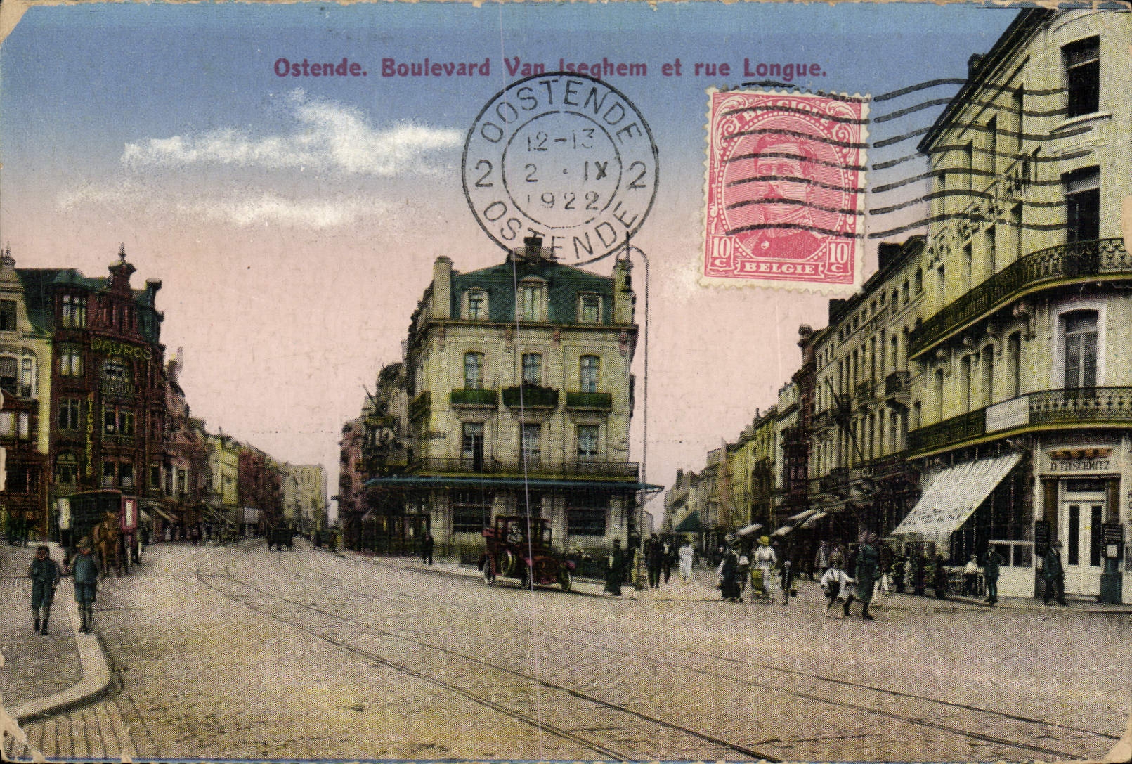 CPA Ostende Boulevard Van Iseghem et rue Longue