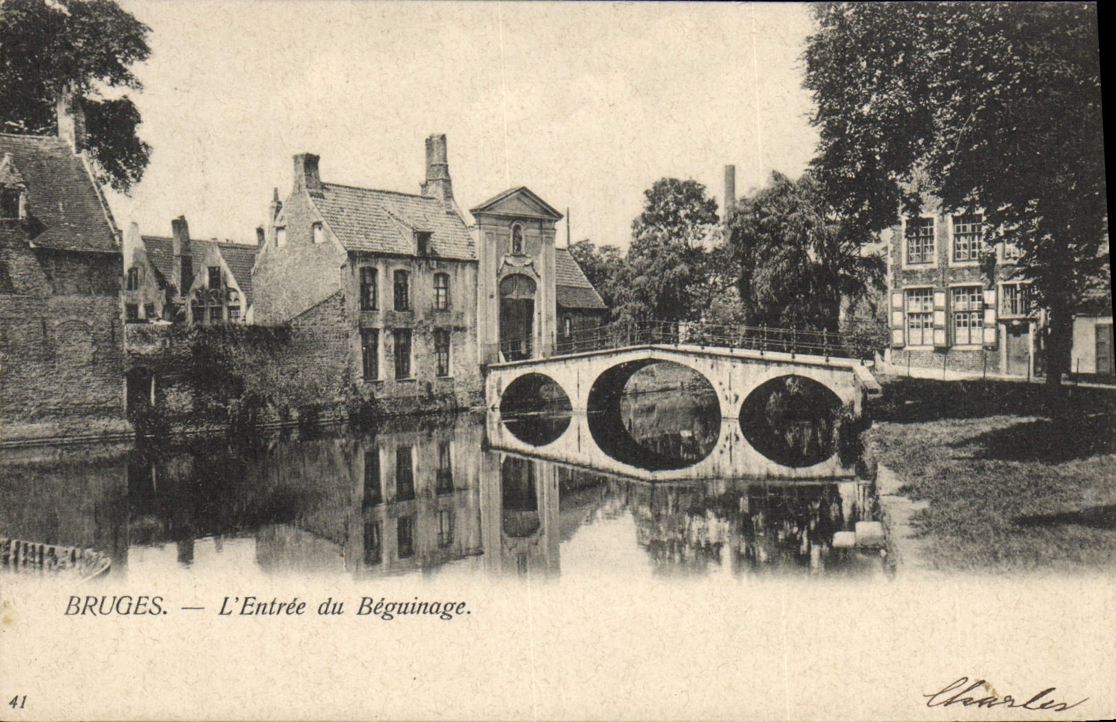 POSTAL Brujas de la VENDIMIA la entrada de Beguinage