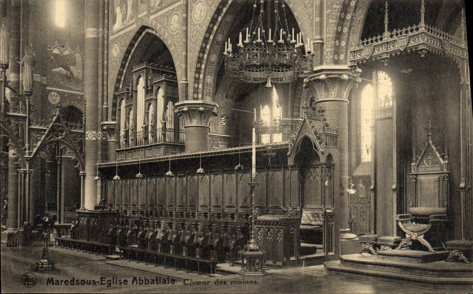 VINTAGE POSTCARD Maredsous Abbey church Abbey Chorus of the monks