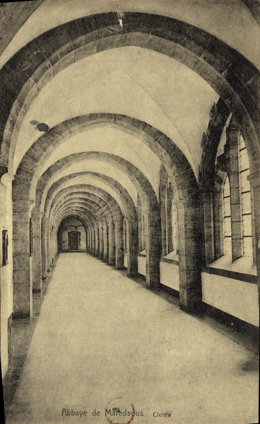 VINTAGE POSTCARD Maredsous Abbey of cloister