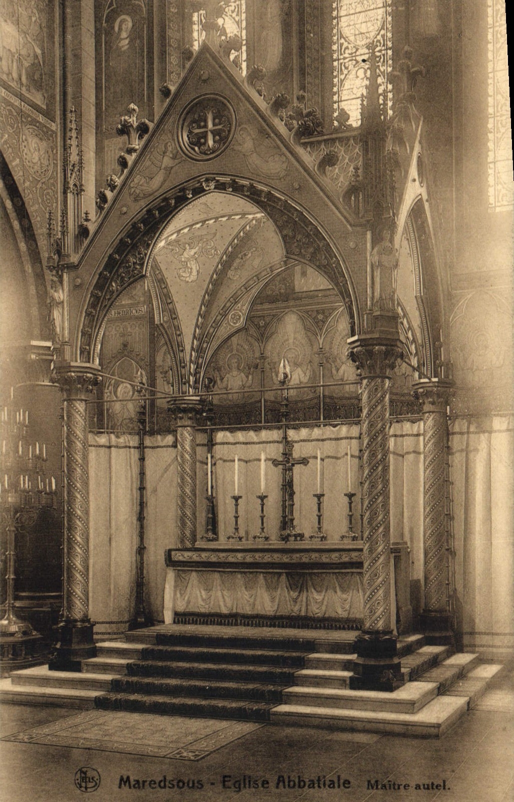 VINTAGE POSTCARD Maredsous Abbey church Master furnace bridge