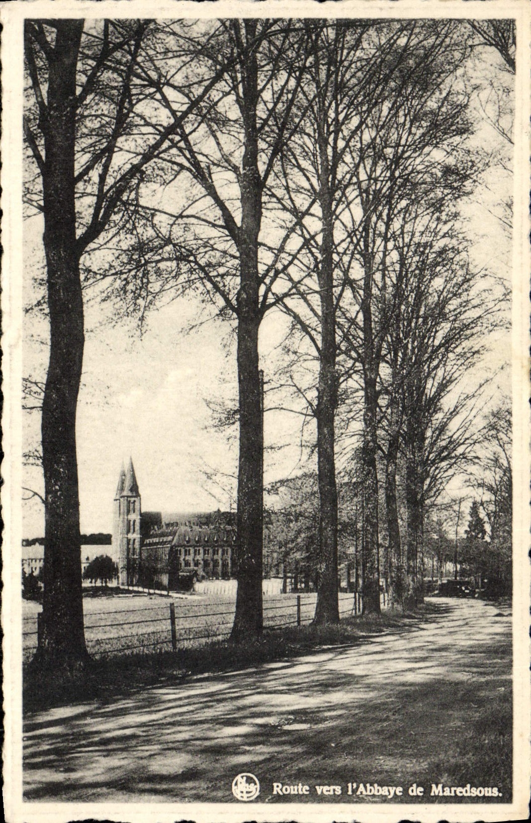 VINTAGE POSTCARD Road towards the Abbey of Maredsous
