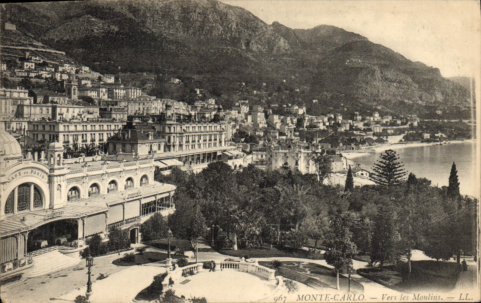 CPA Monte Carlo Vers les Moulins Cafe de Paris