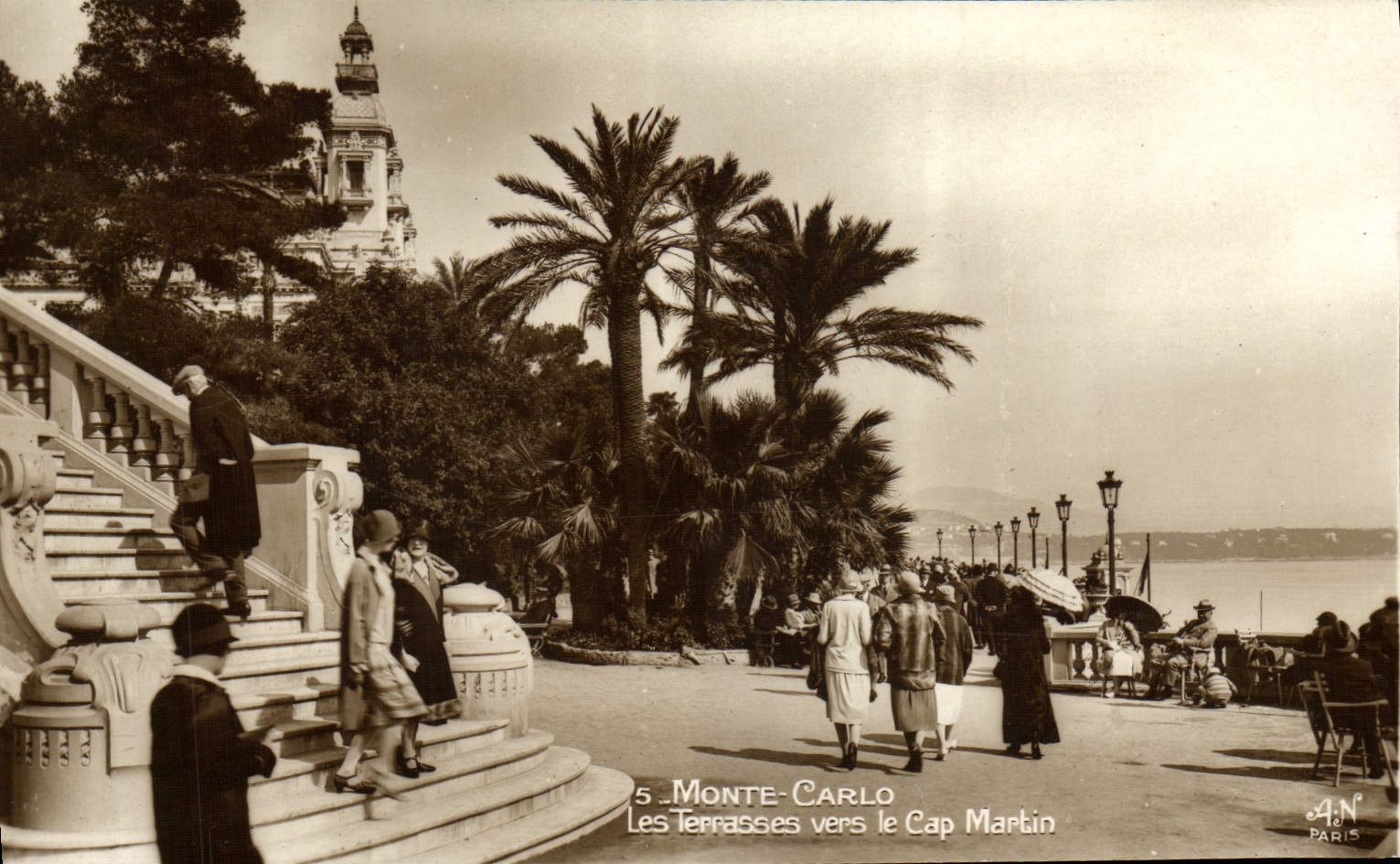 CPA Monte Carlo Les Terrasse Vue vers Le Cap Martin