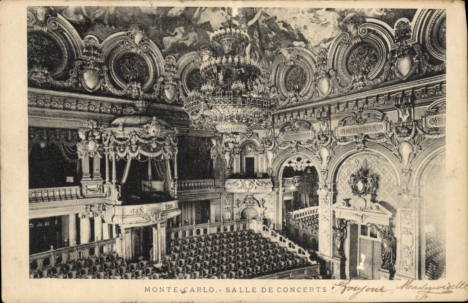VINTAGE POSTCARD Monte Carlo Concert hall