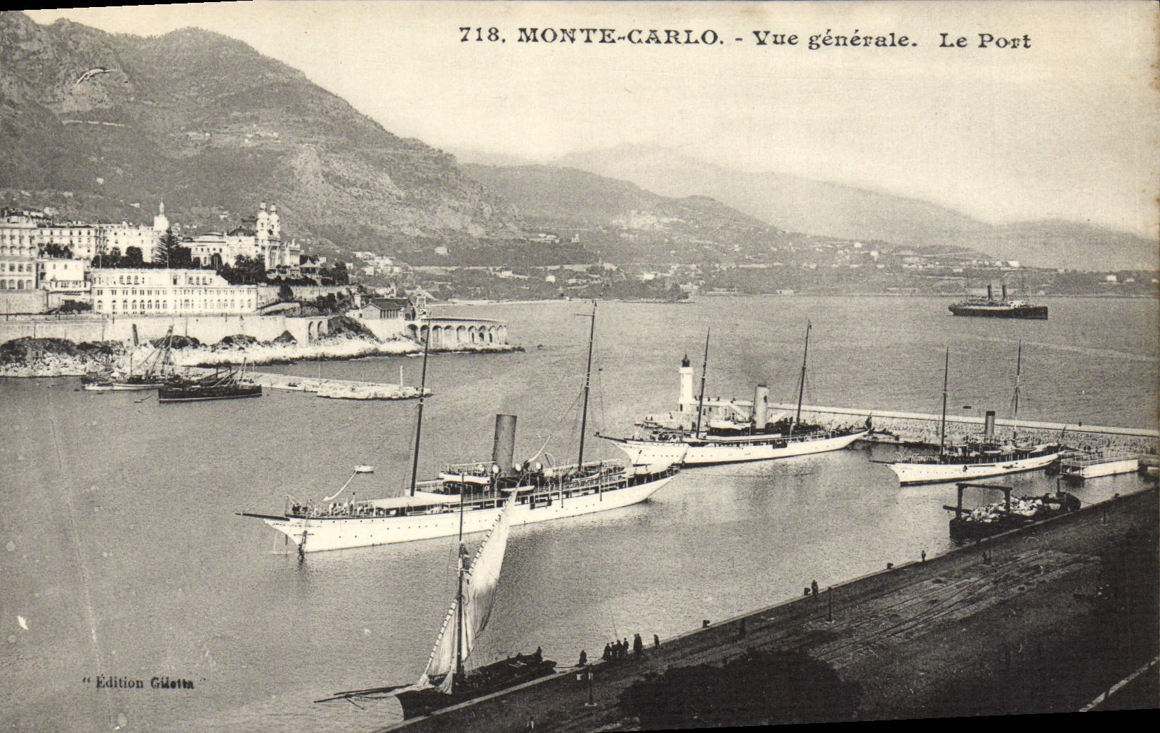 CPA Monte Corlo Vue Generale Le Port Bateaux