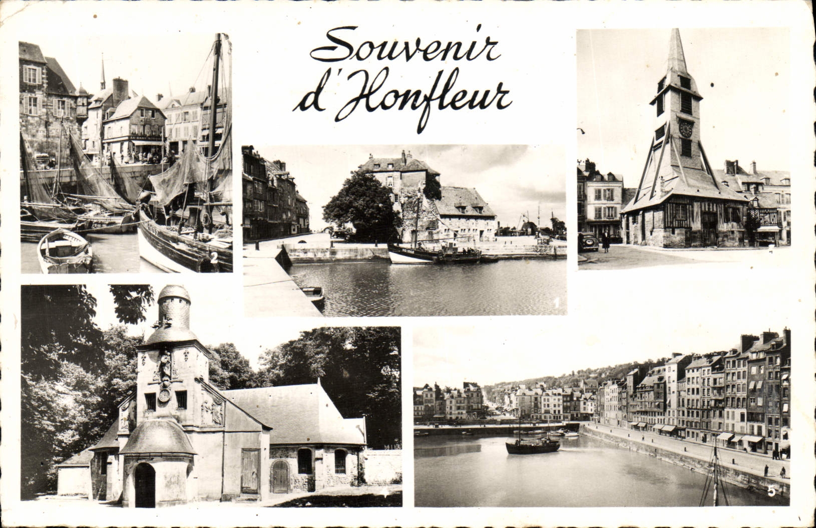 CPM Honfleur La Lieutenance Bateaux de peche dans le port Clocher de l'eglise Ste Catherine 