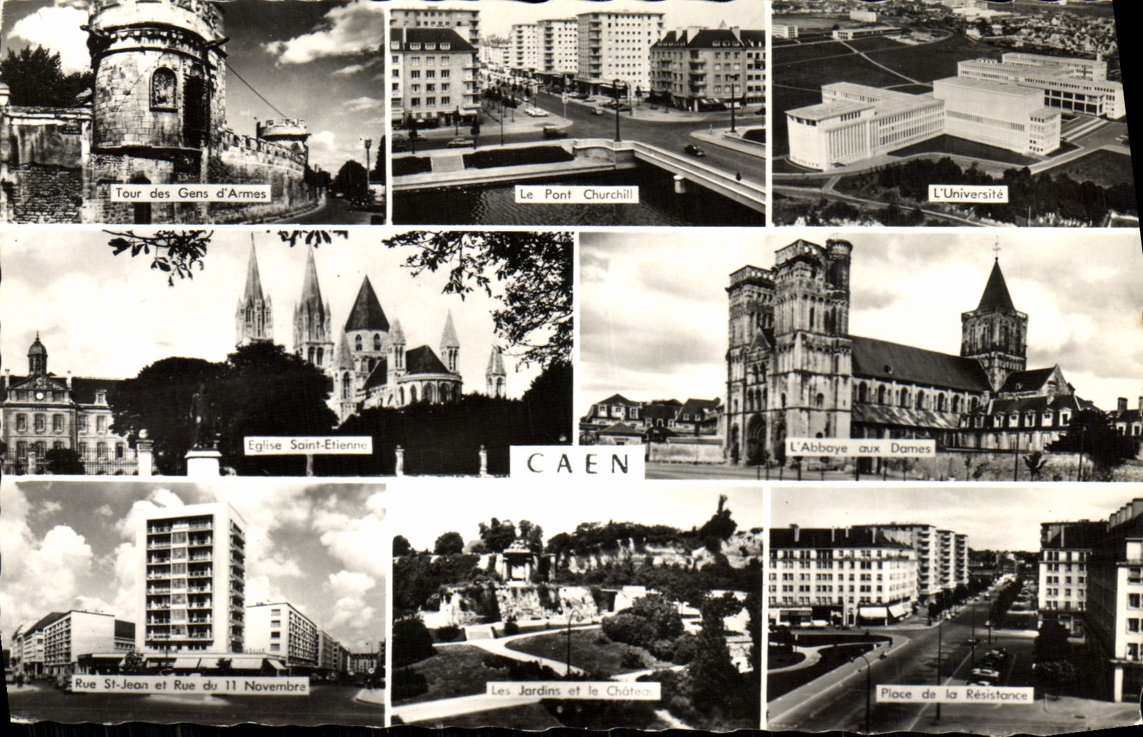 MODERN CARD Caen Bridge Churchill Street St Jean and Rue of November 11th University