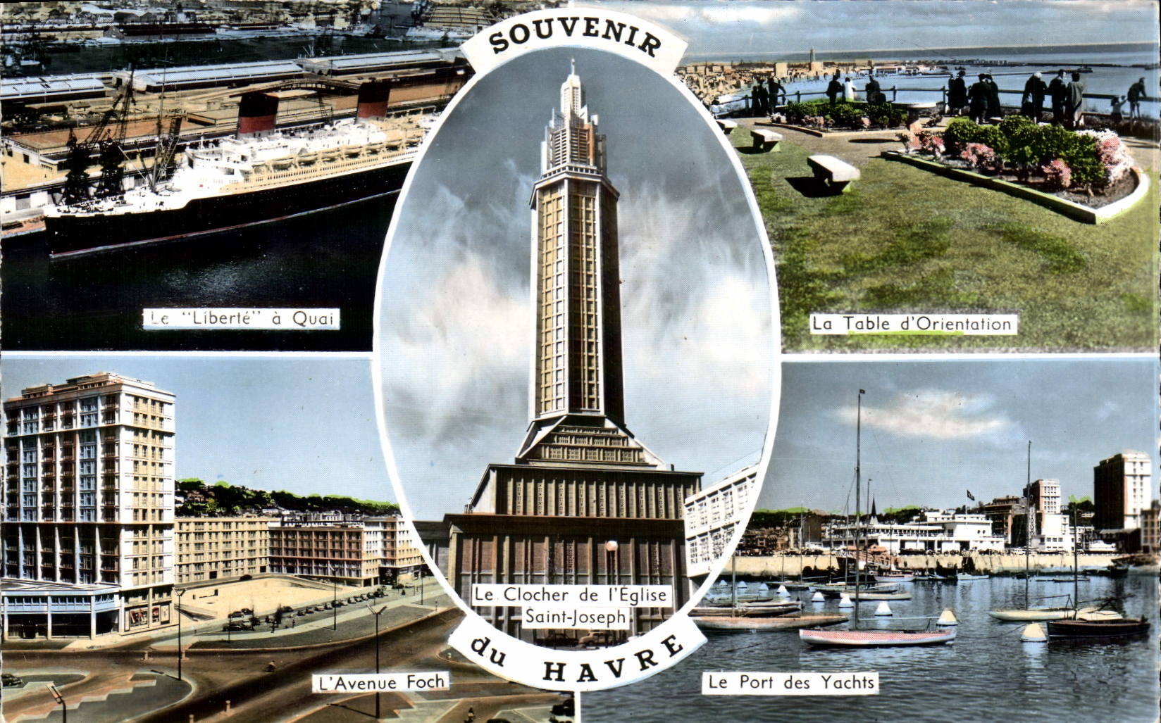POSTAL MODERNA la libertad de Le Havre tiene cuentas del vapor de Quai de puerto de Foch de la avenida de la orientación de los yates