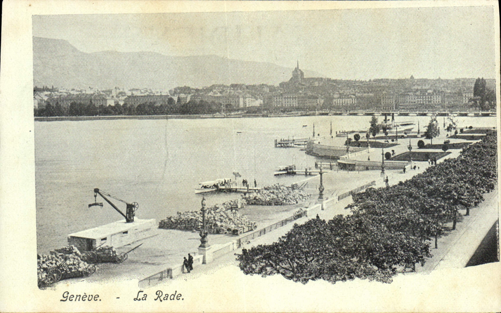 VINTAGE POSTCARD Geneva the Roads Publicity House with small Brown the Street Rousseau Silk trade