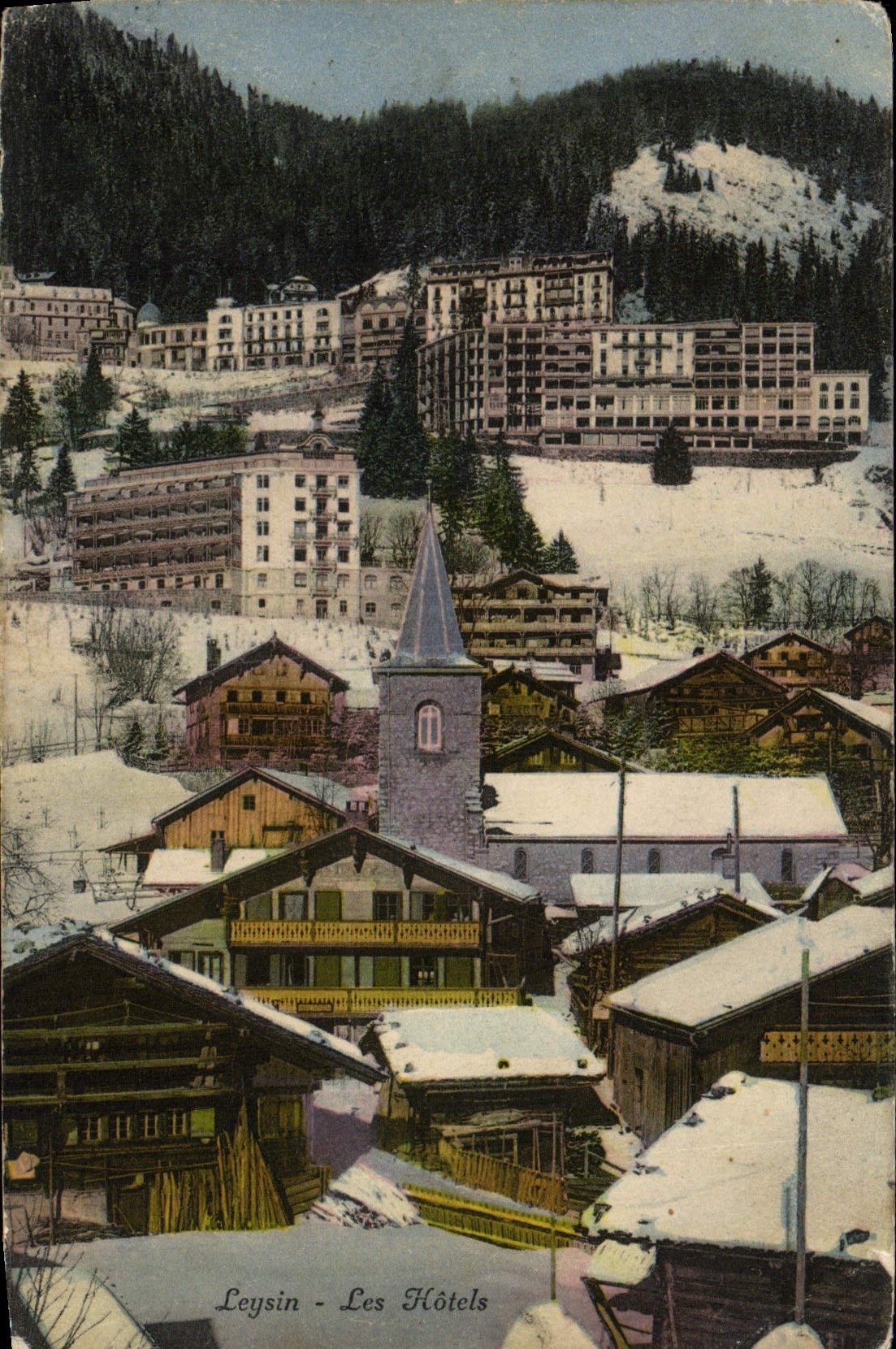 VINTAGE POSTCARD Leysin Hotels