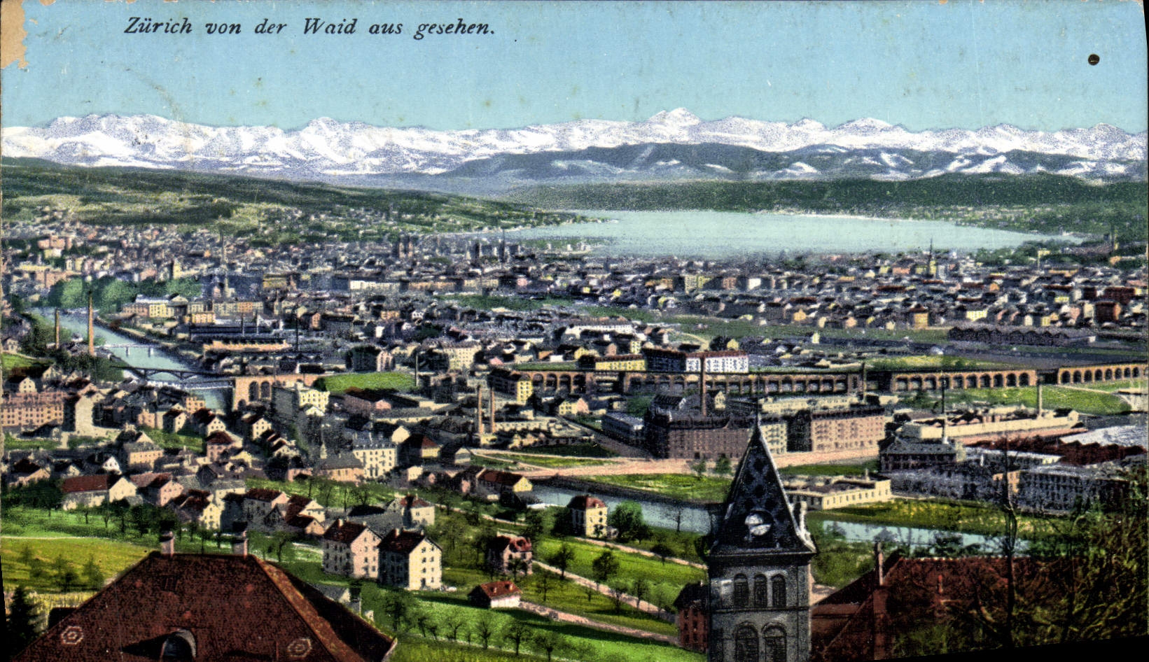 VINTAGE POSTCARD Zurich Von Der Waid Aus Gesehen