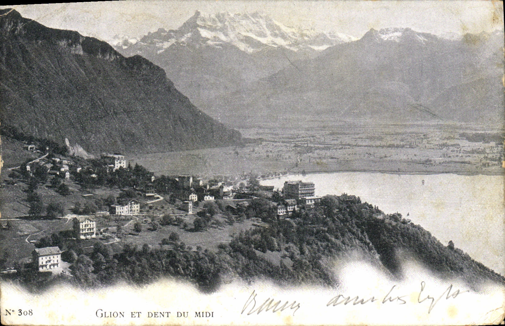 VINTAGE POSTCARD Glion And Dent du midi