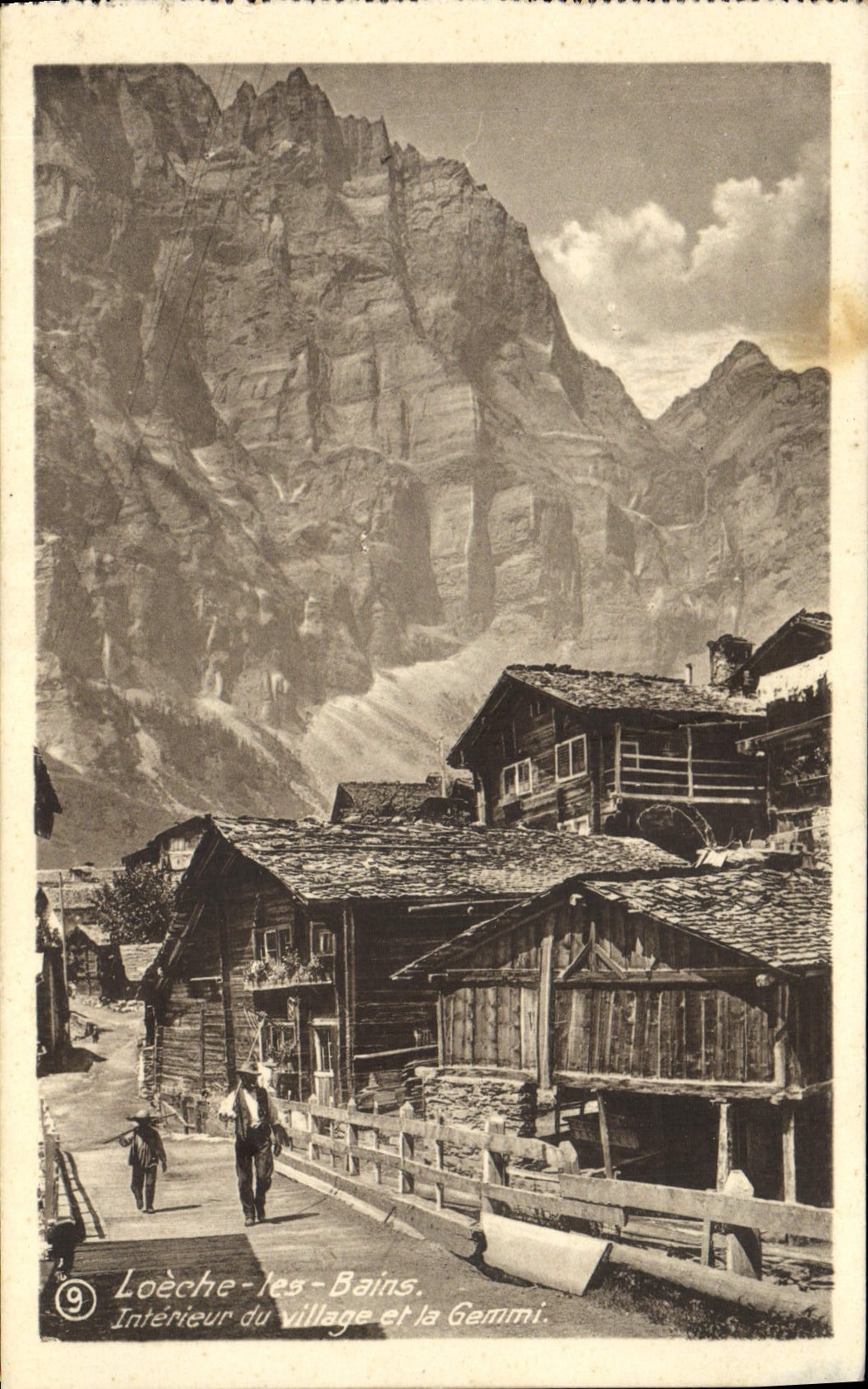 VINTAGE POSTCARD Loeche Les Bains Interior Of the Village And Groaned