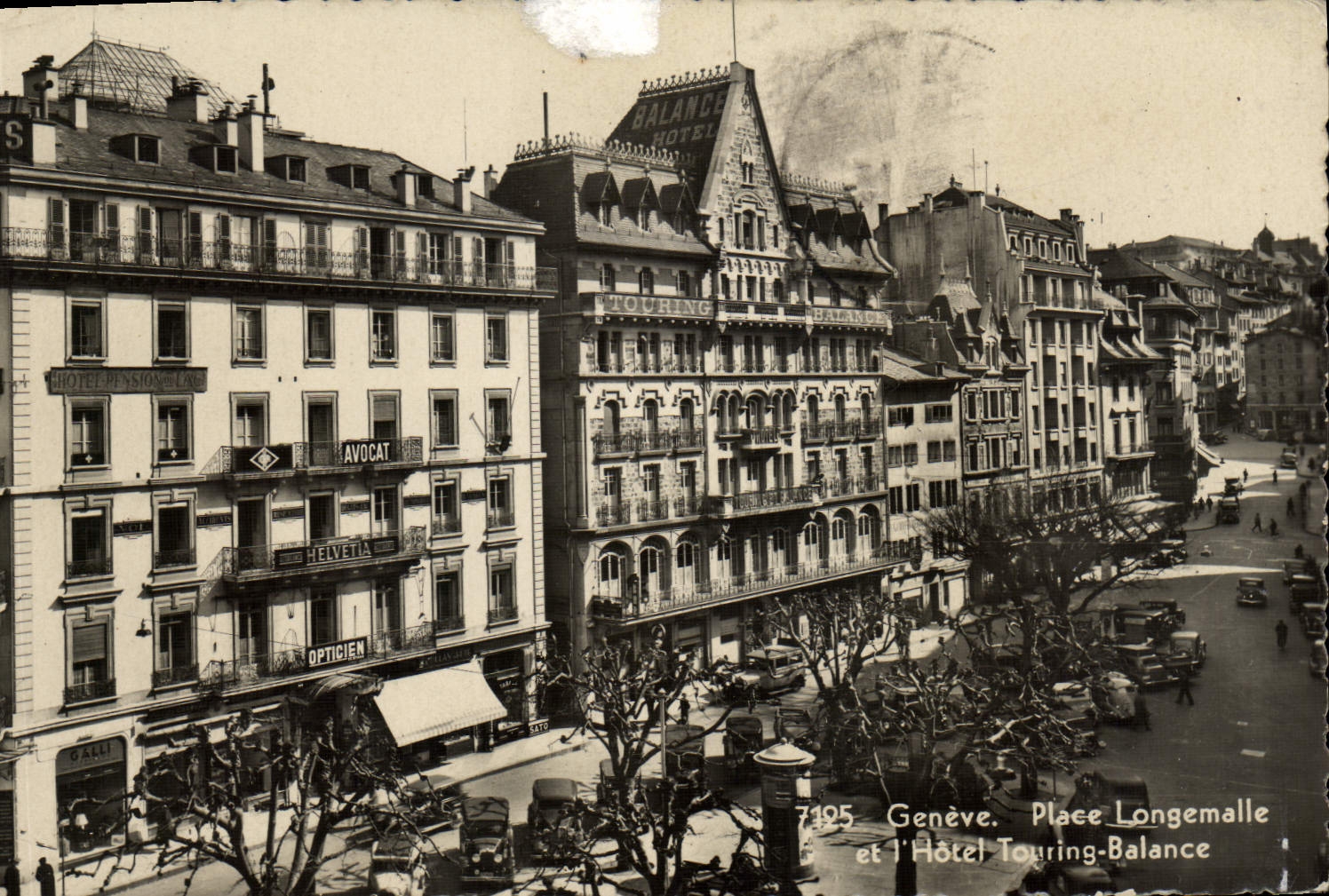 MODERN CARD Geneva Places Longemalle And the Hotel Touring Balance