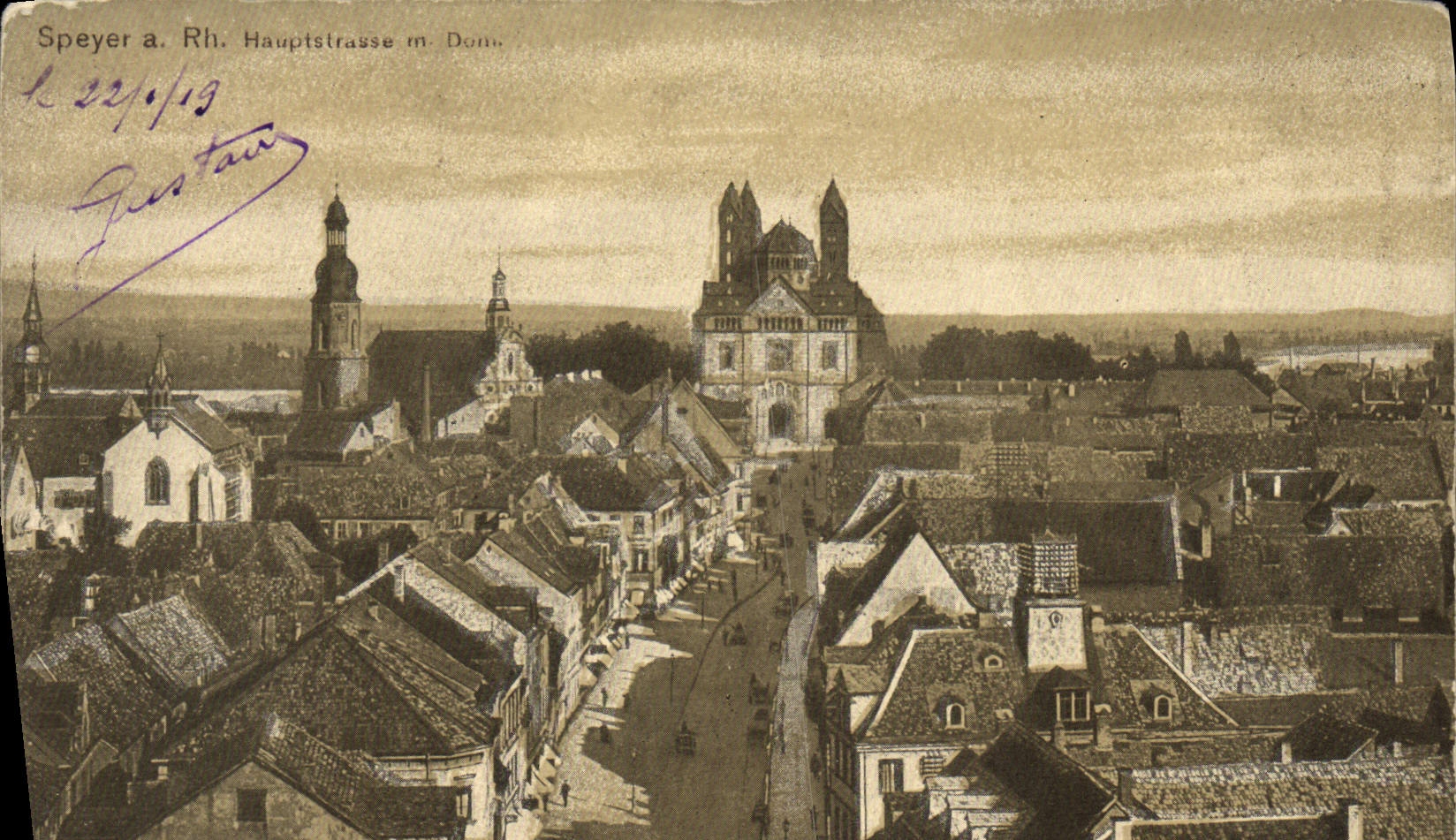 VINTAGE POSTCARD Speyer has Rh Hauptrtrasse