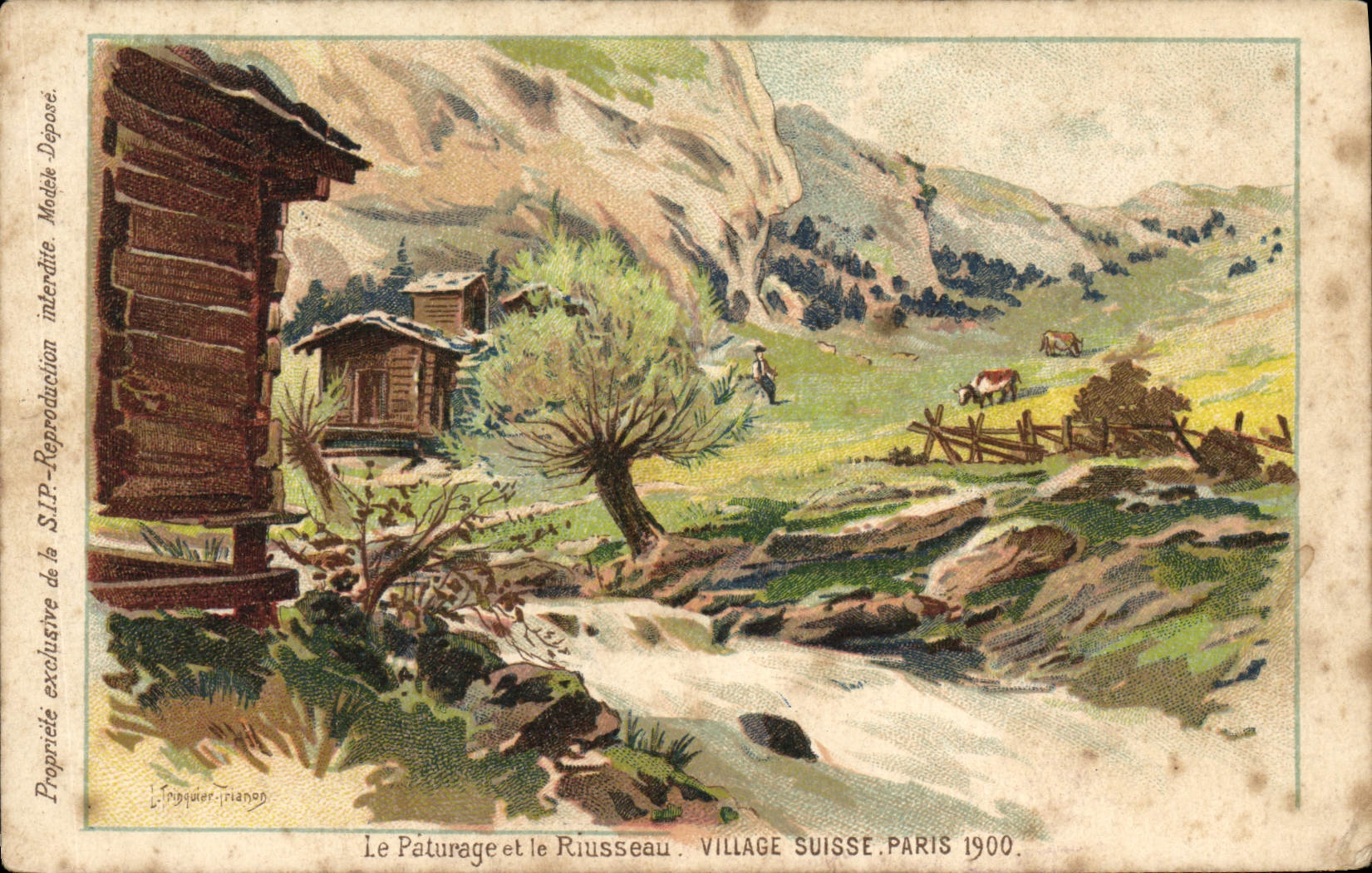 CPA Le Paturage Et Le Riusseau Village Suisse Paris 1900