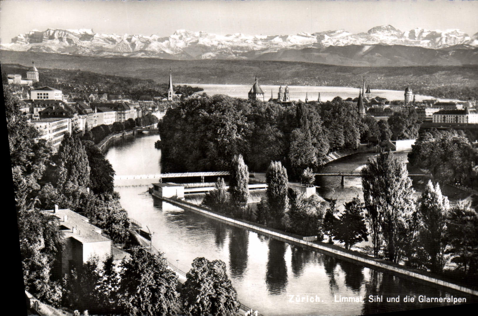 MODERN CARD Zurich Limmat Sihl Und Die Glarneralpen