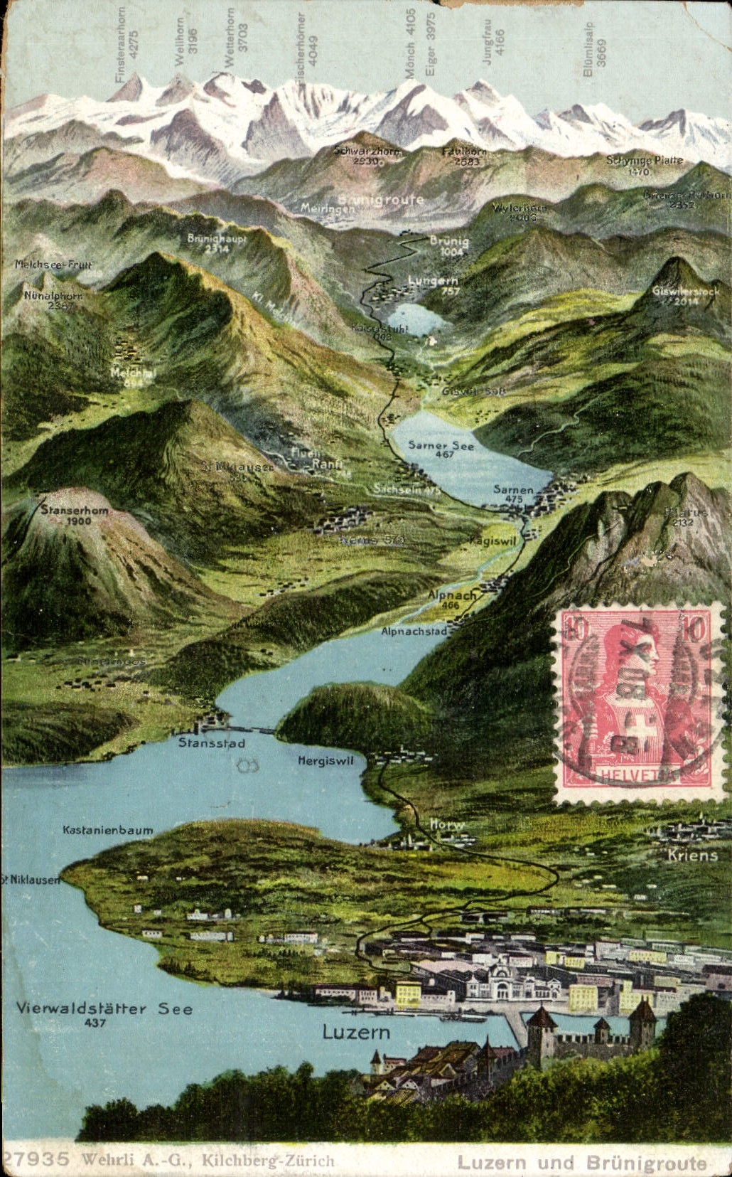 VINTAGE POSTCARD Luzern Und Brunigroute