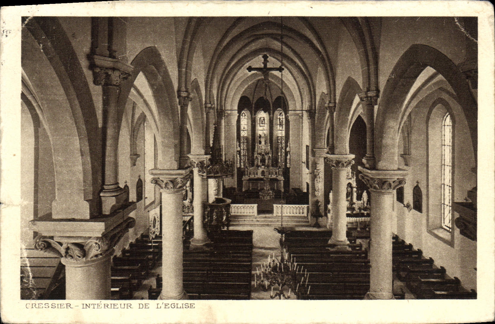 VINTAGE POSTCARD Interior Cressier Of the Church