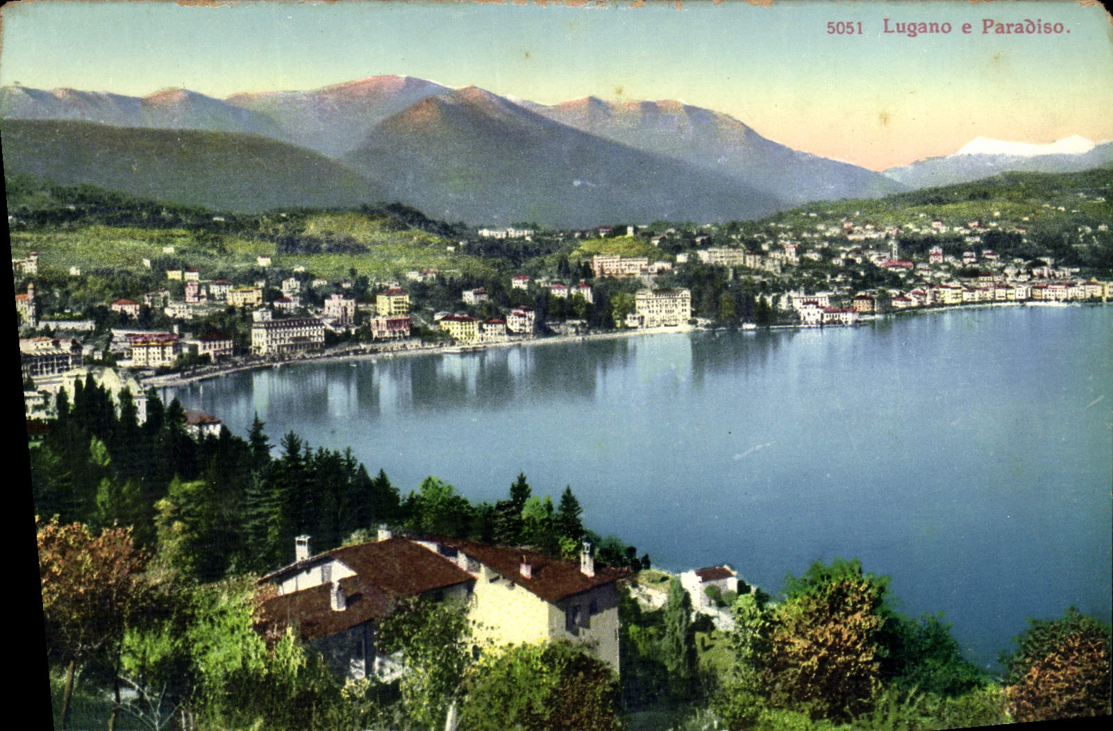 VINTAGE POSTCARD Lugano E Paraoiso