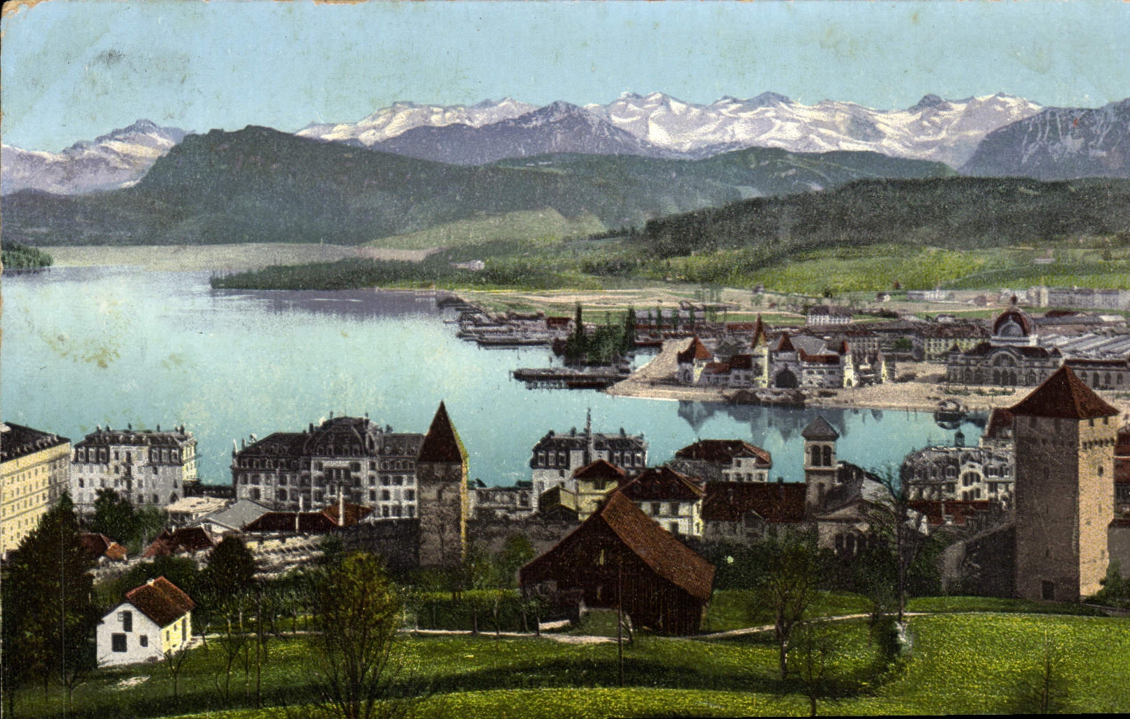 CPA Luzern Und Die Alpen
