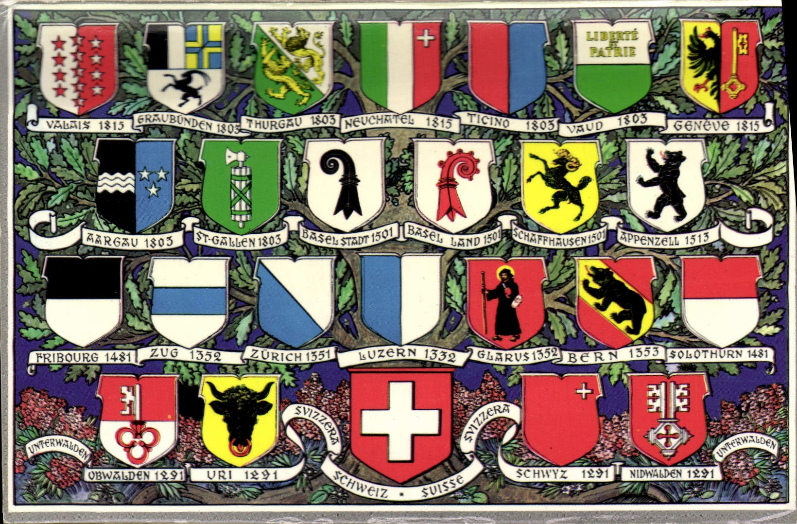VINTAGE POSTCARD Swiss Armorial bearings