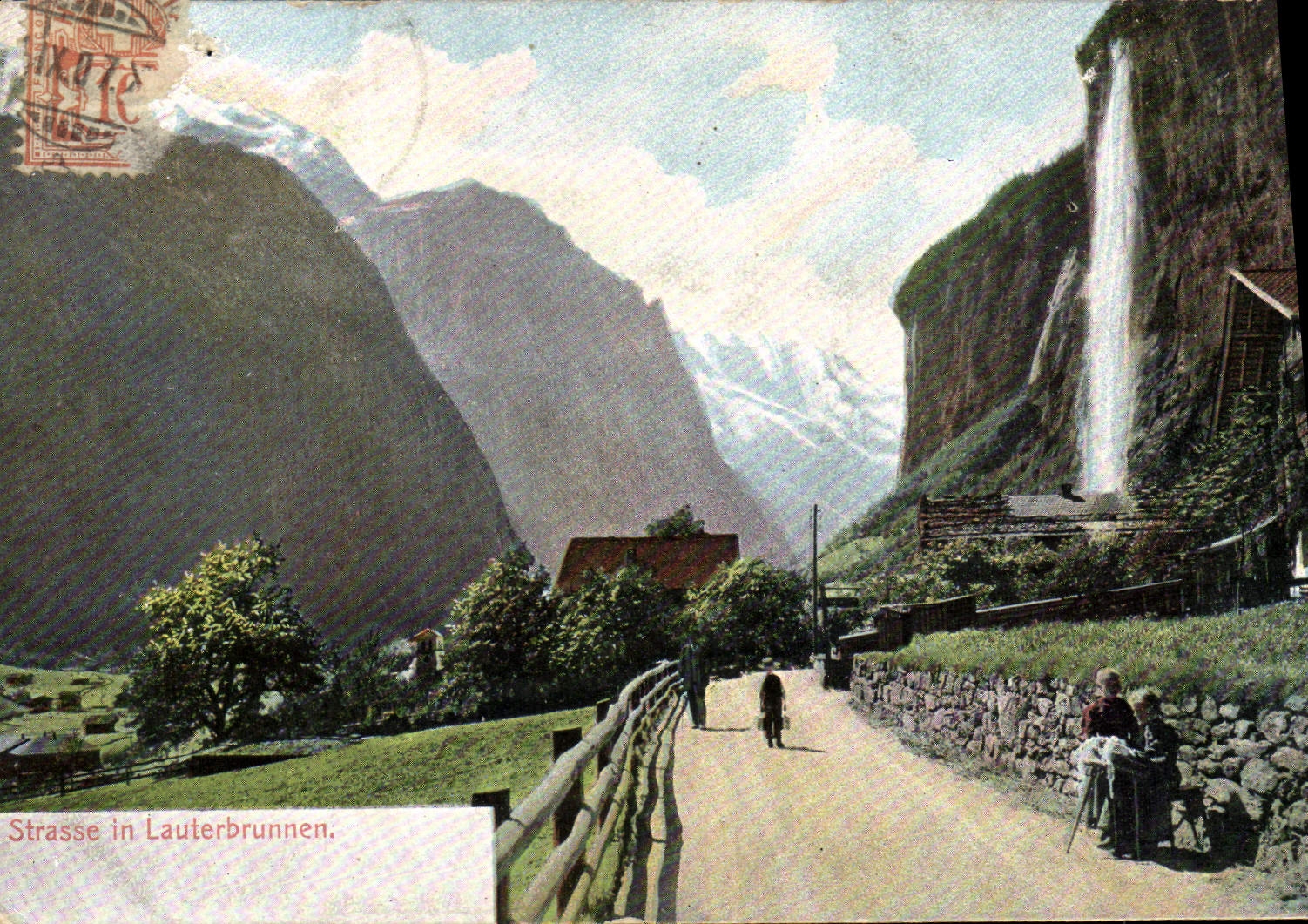 VINTAGE POSTCARD Strasse In Lauterbrunnen