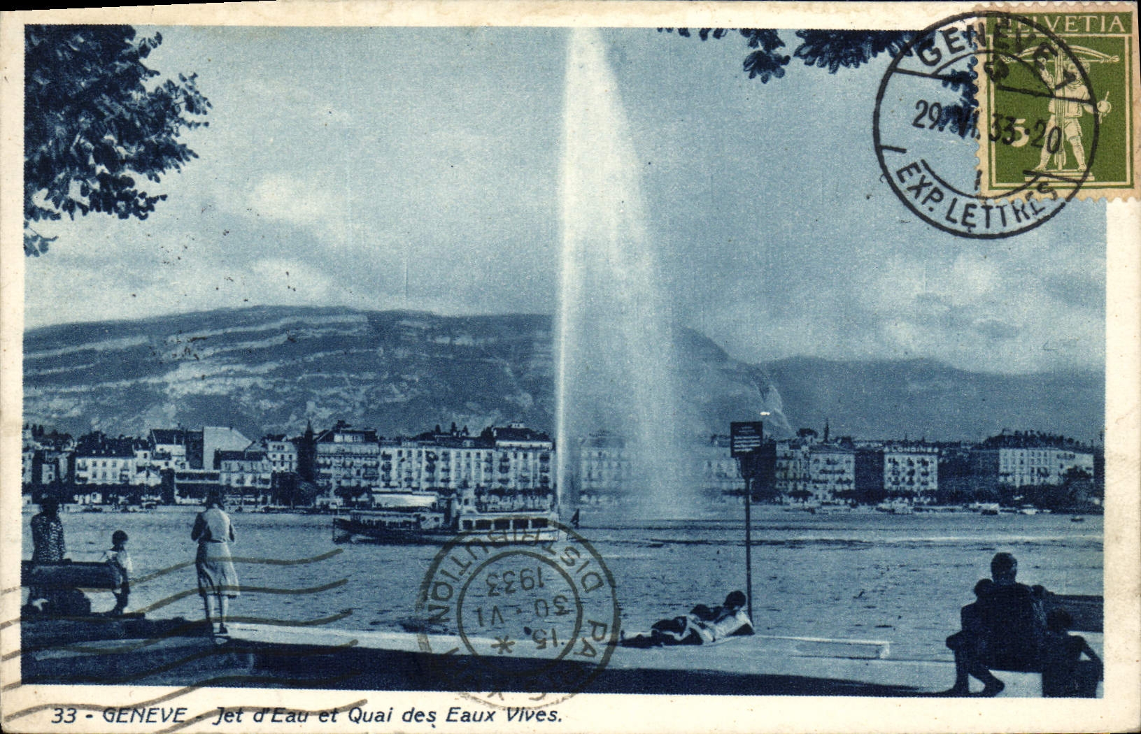CPA Geneve Jet d'Eau Et Quai Des Eaux Vives