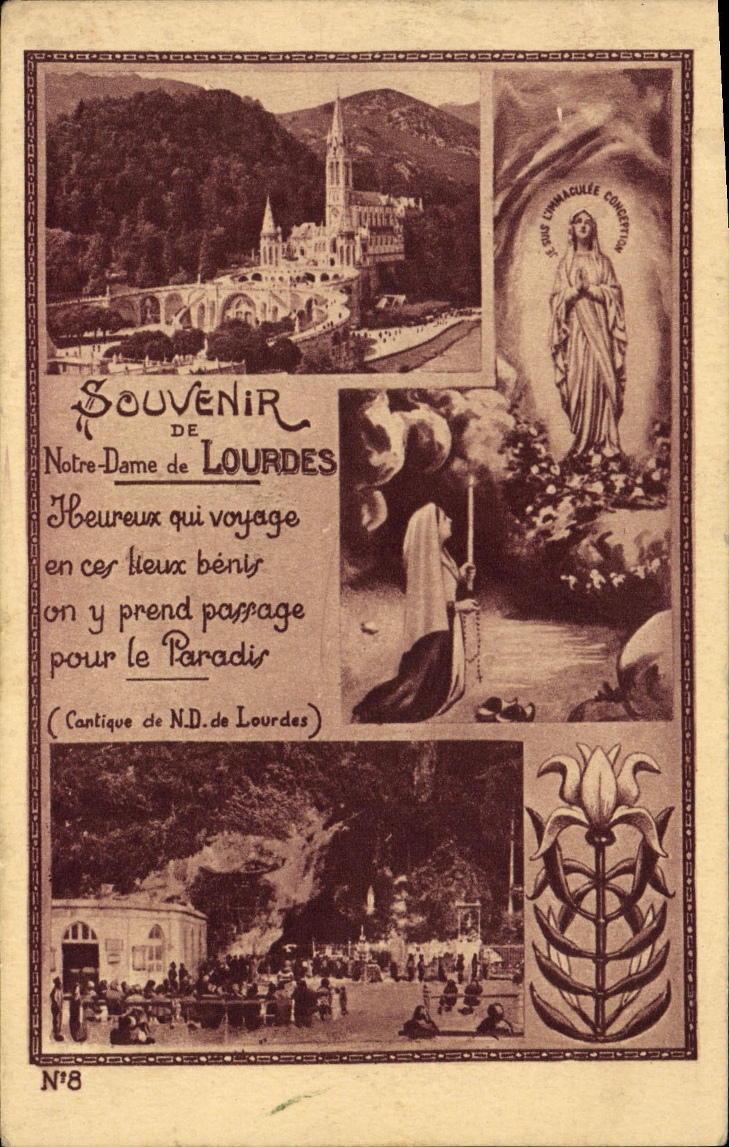 VINTAGE POSTCARD To remember Of Notre Dame De Lourdes