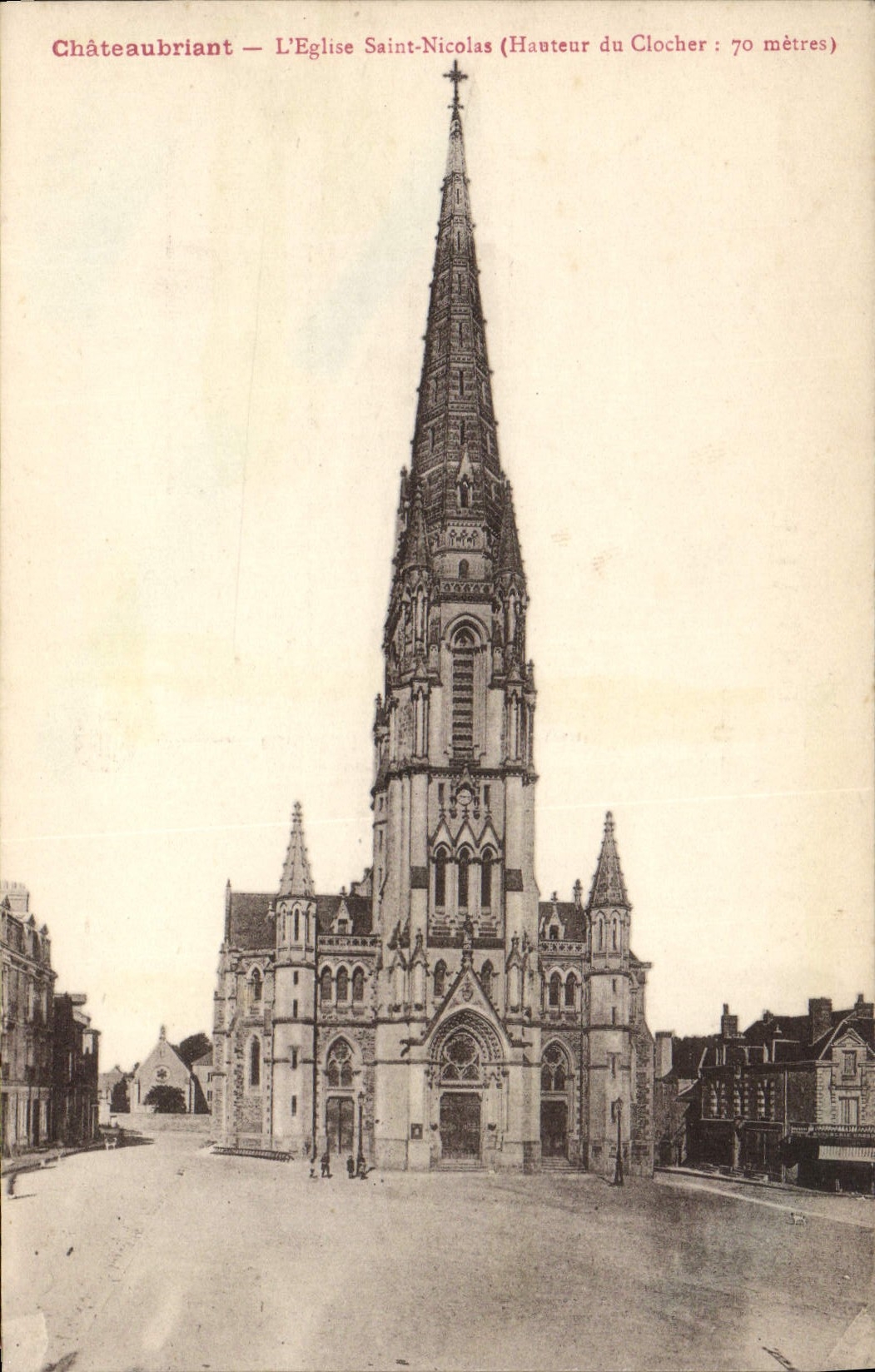 VINTAGE POSTCARD Chateaubriant the Church Saint Nicolas