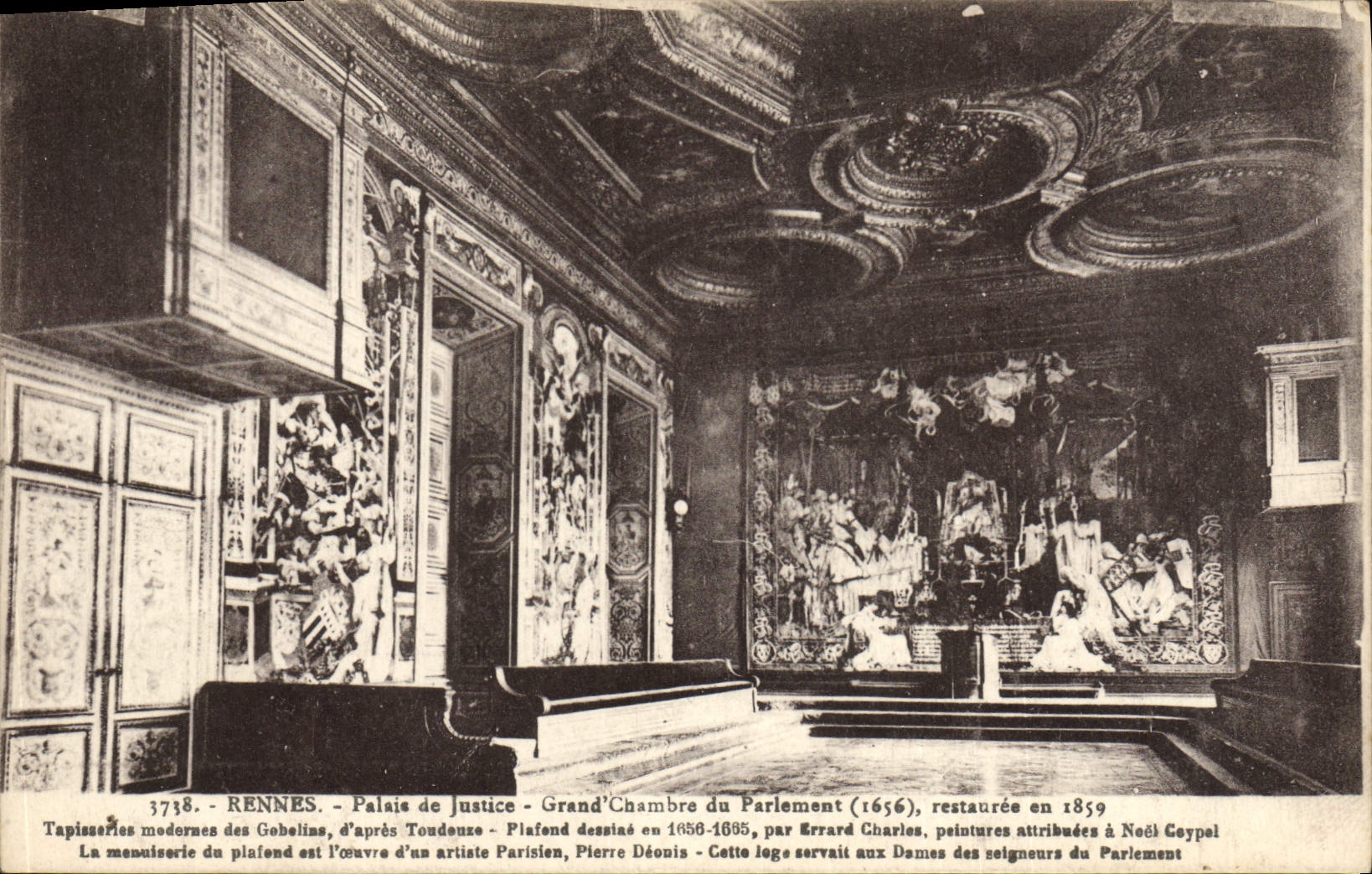 Sitio grande de cortes de ley de Rennes de la POSTAL de la VENDIMIA de las tapicerías del parlamento de los Goblins según Toudeuze