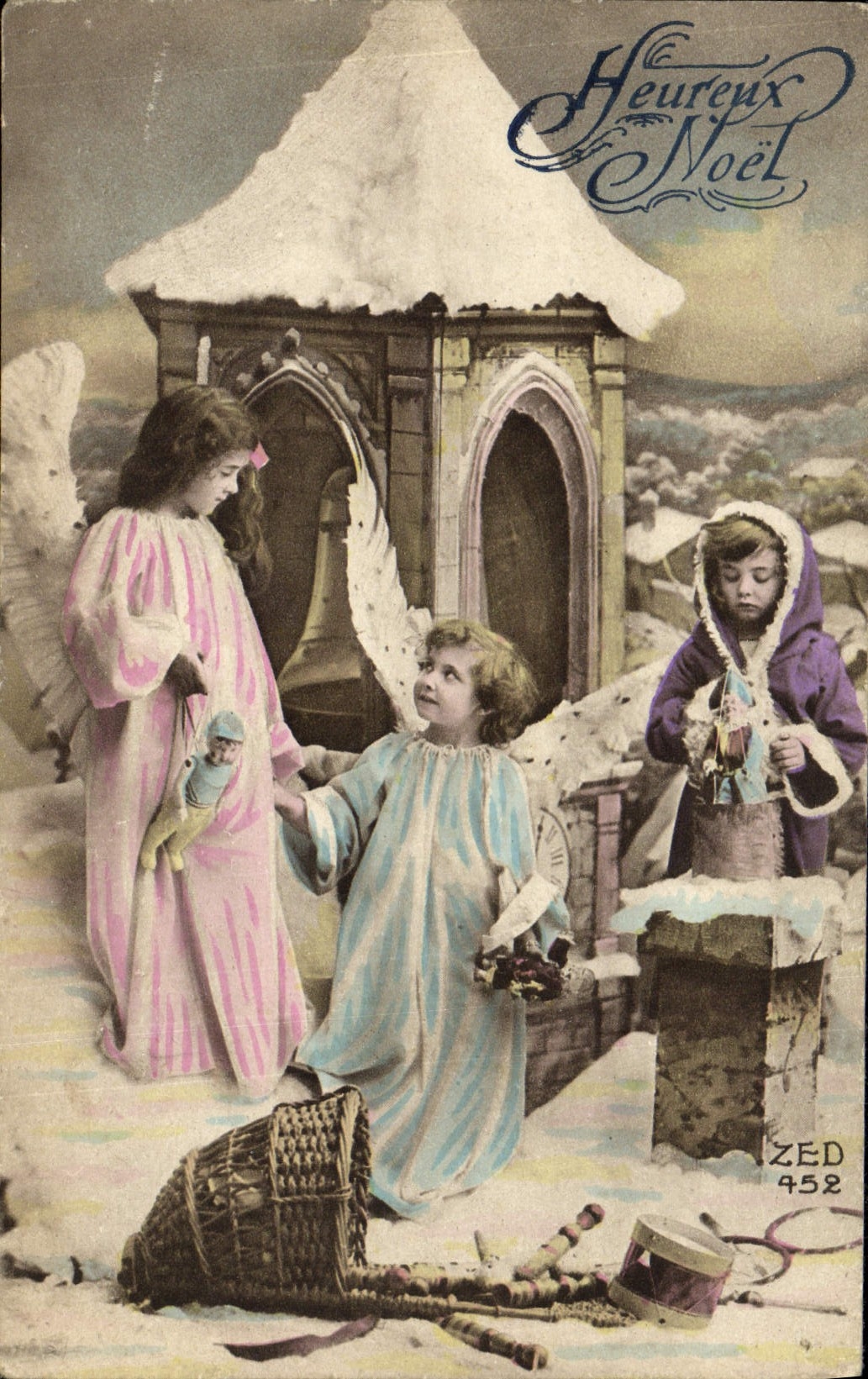 CPA Fantaisie Ange Enfants Noel