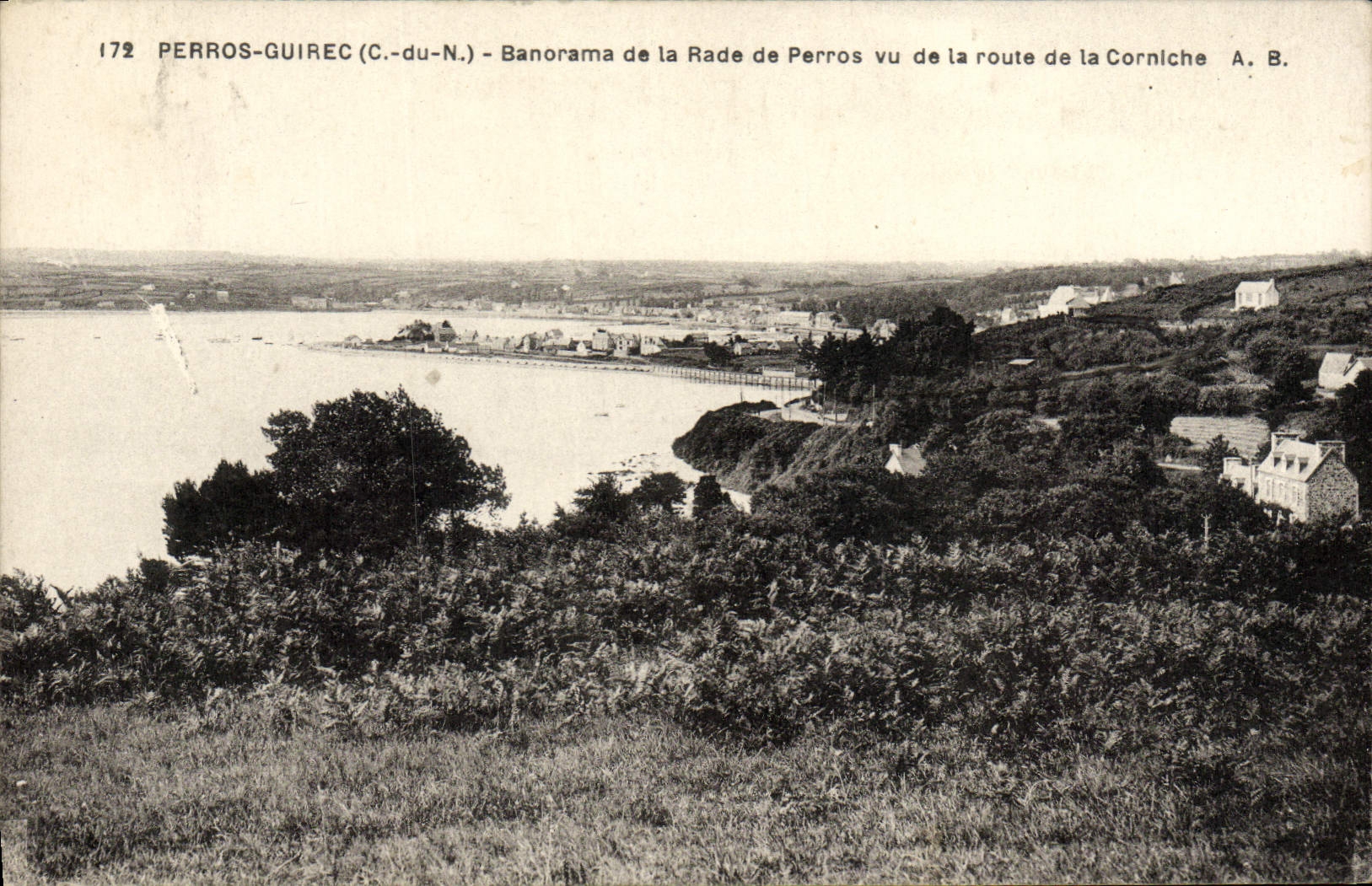 POSTAL Perros Guirec Banorama de la VENDIMIA de los caminos de Perros que consideran el camino del ela de D del panorama de la cornisa
