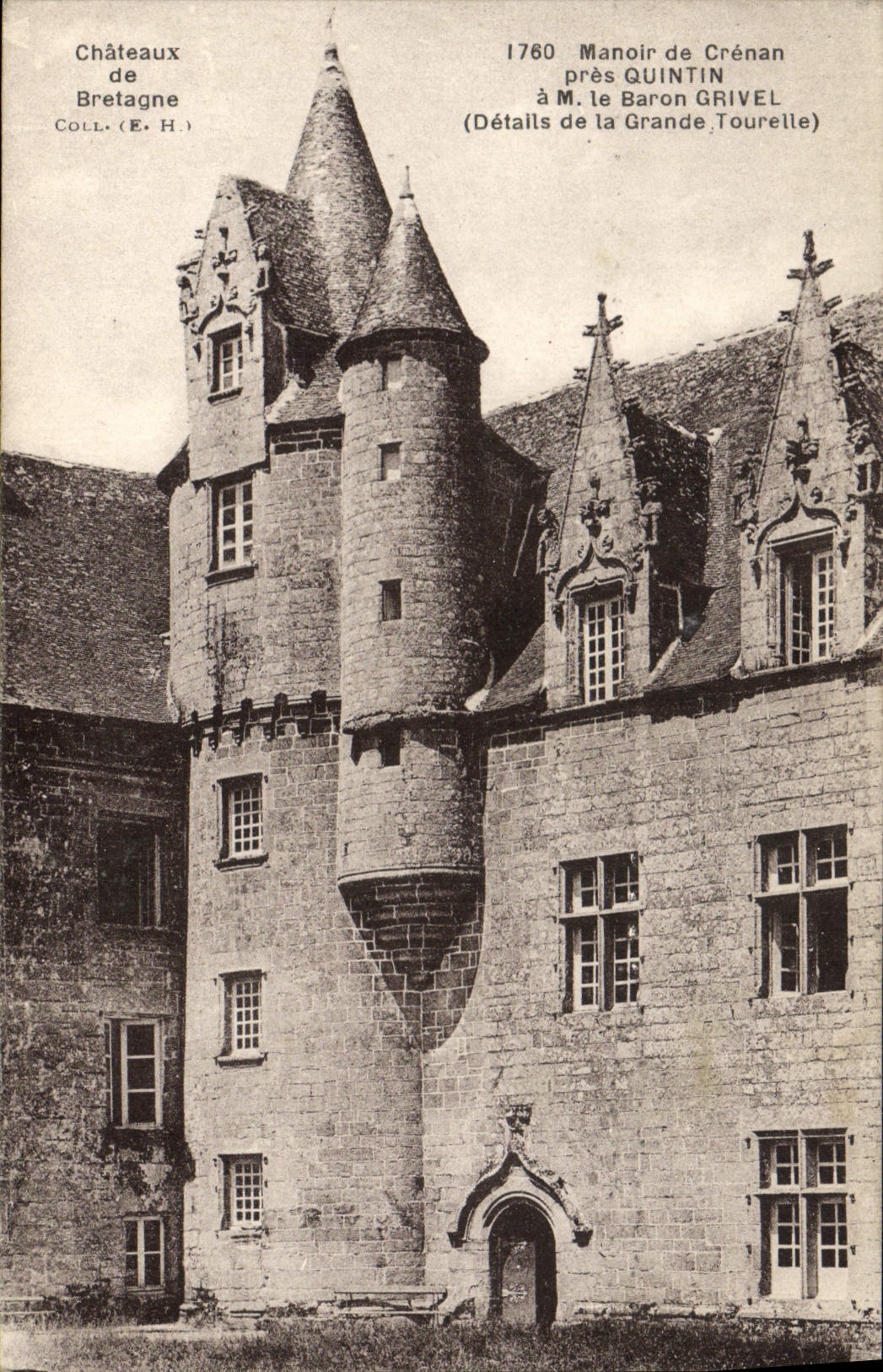 CPA Quintin Manoir de Crenan M le baron Grivel Details de la grande tourelle