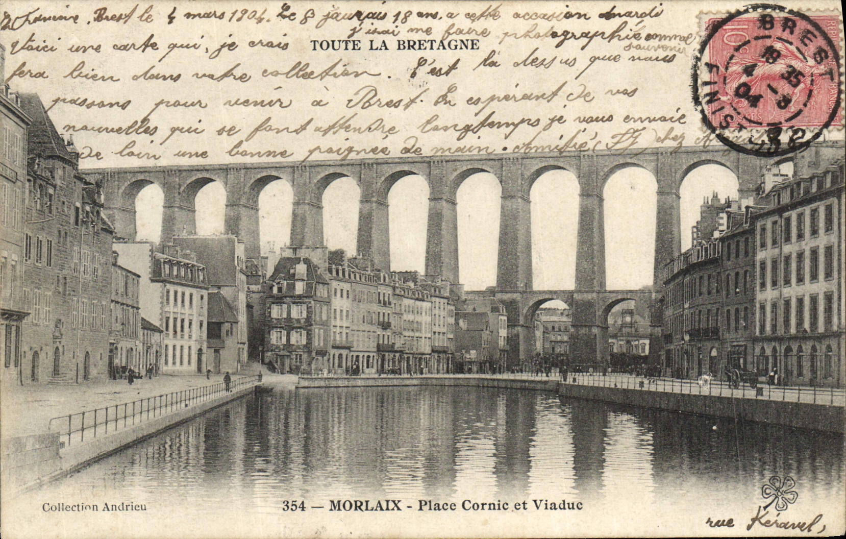 La POSTAL Morlaix de la VENDIMIA coloca Cornic y Viaduc