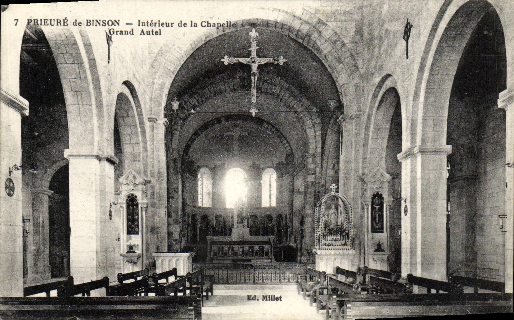 POSTAL Prioress de la VENDIMIA de Binson interior del puente grande del horno de la cámara acorazada
