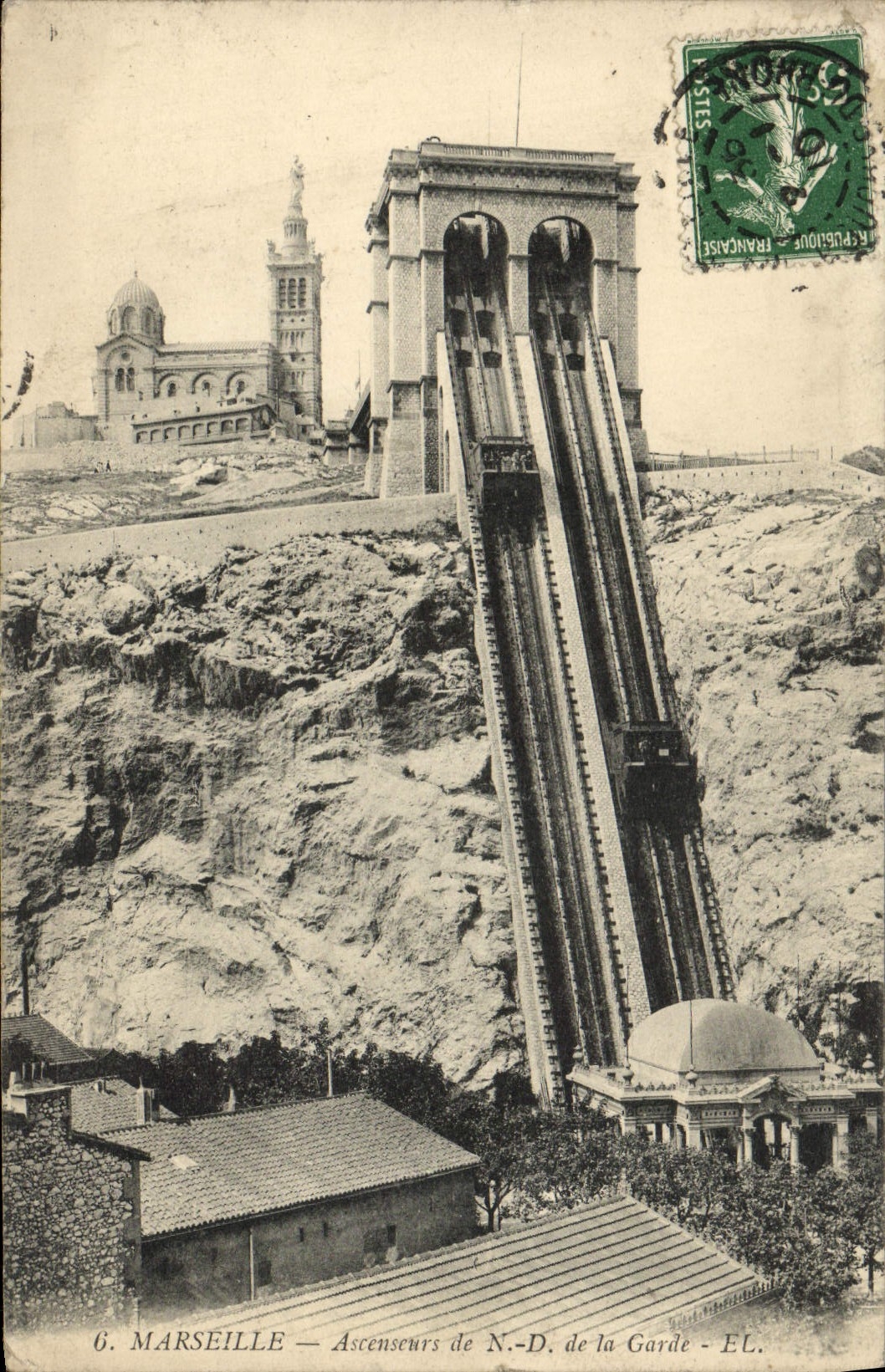 CPA Marseilles Ascenseurs De ND de La Garde
