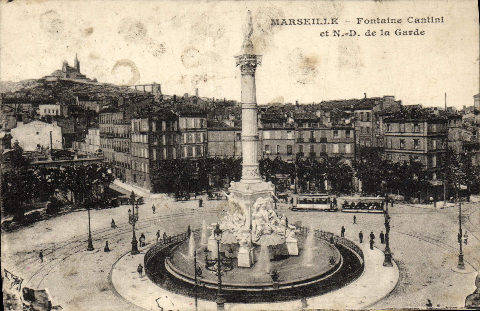 CPA Marseilles Fontaine Cantini et Nd de la Garde