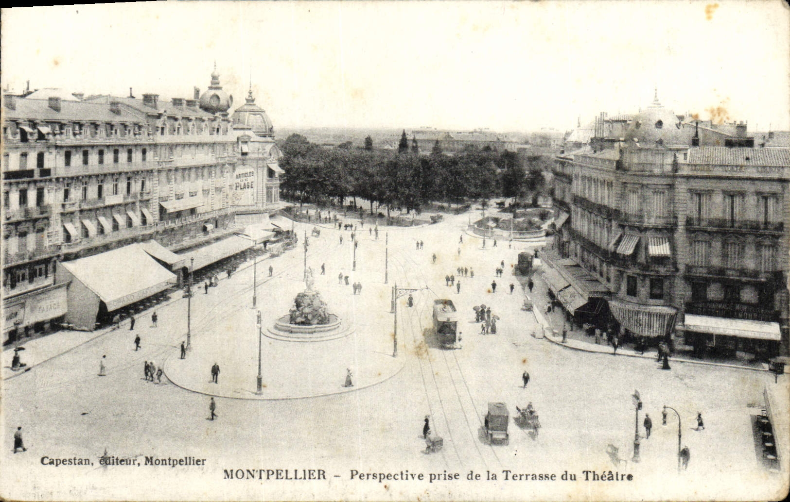 CPA Montpellier Perspeclier Prise de la Terrasse du Theatre