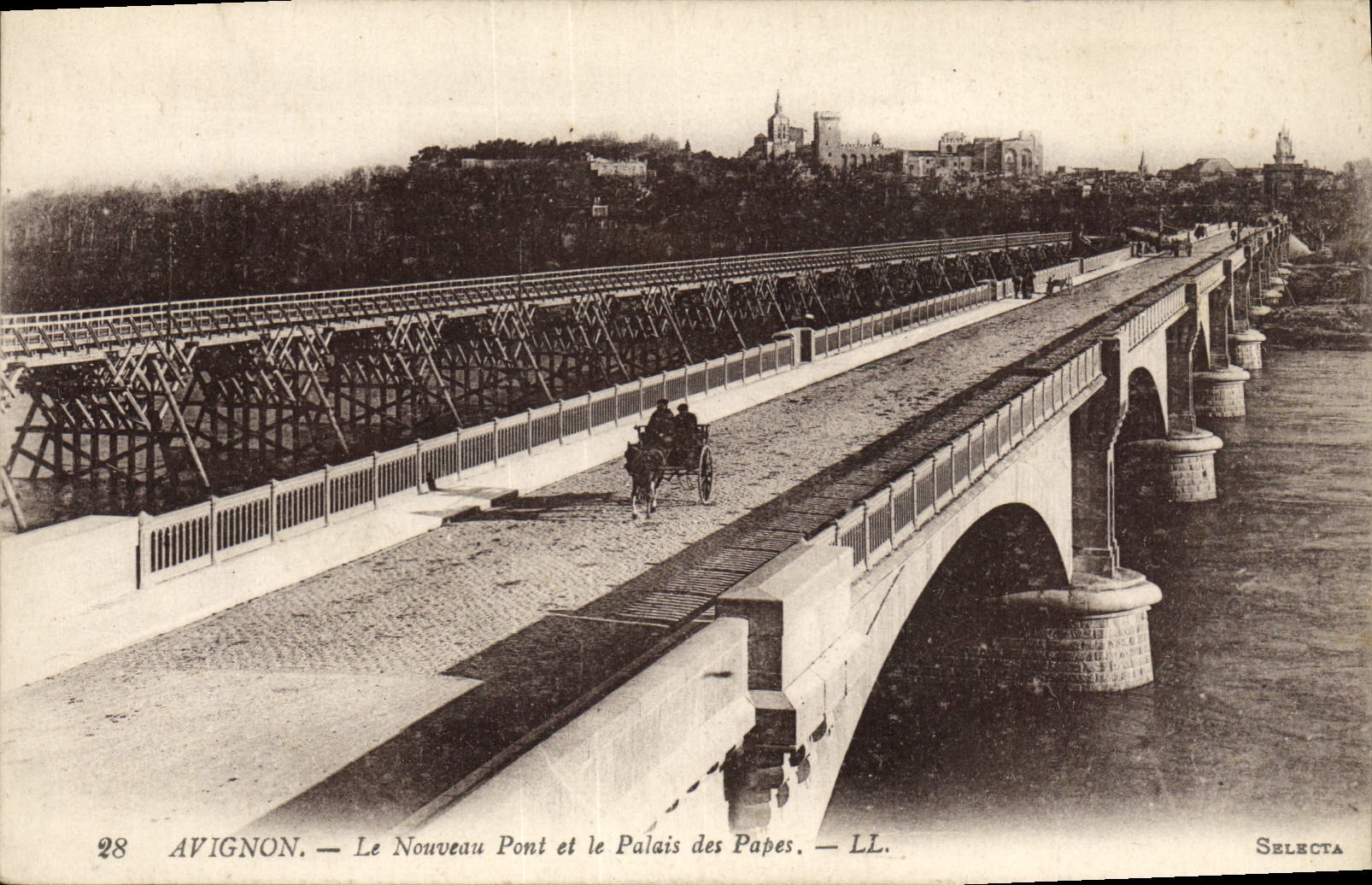 POSTAL Avignon de la VENDIMIA el nuevo puente y el paladar de los papas