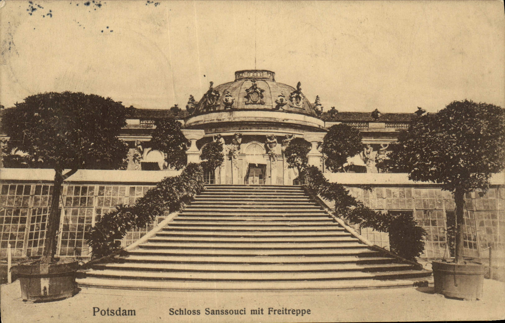 VINTAGE POSTCARD Potsdam Schloss Sanssouci MIT Freitreppe