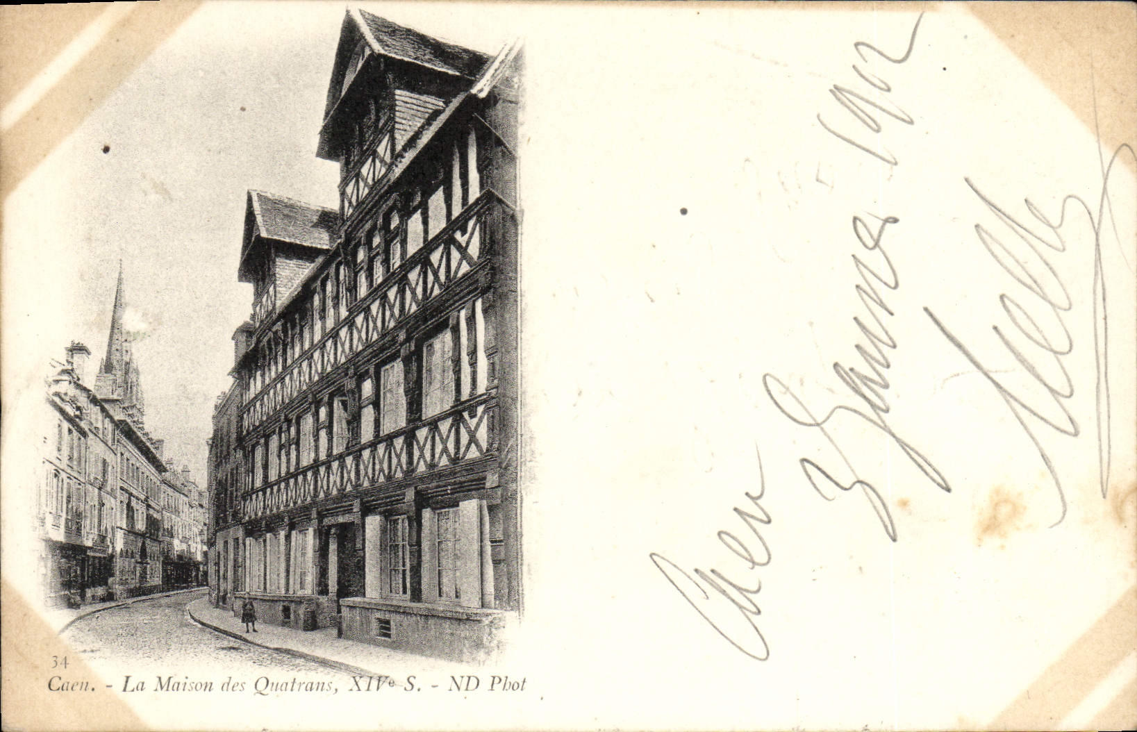 VINTAGE POSTCARD Caen the House of Quatrans