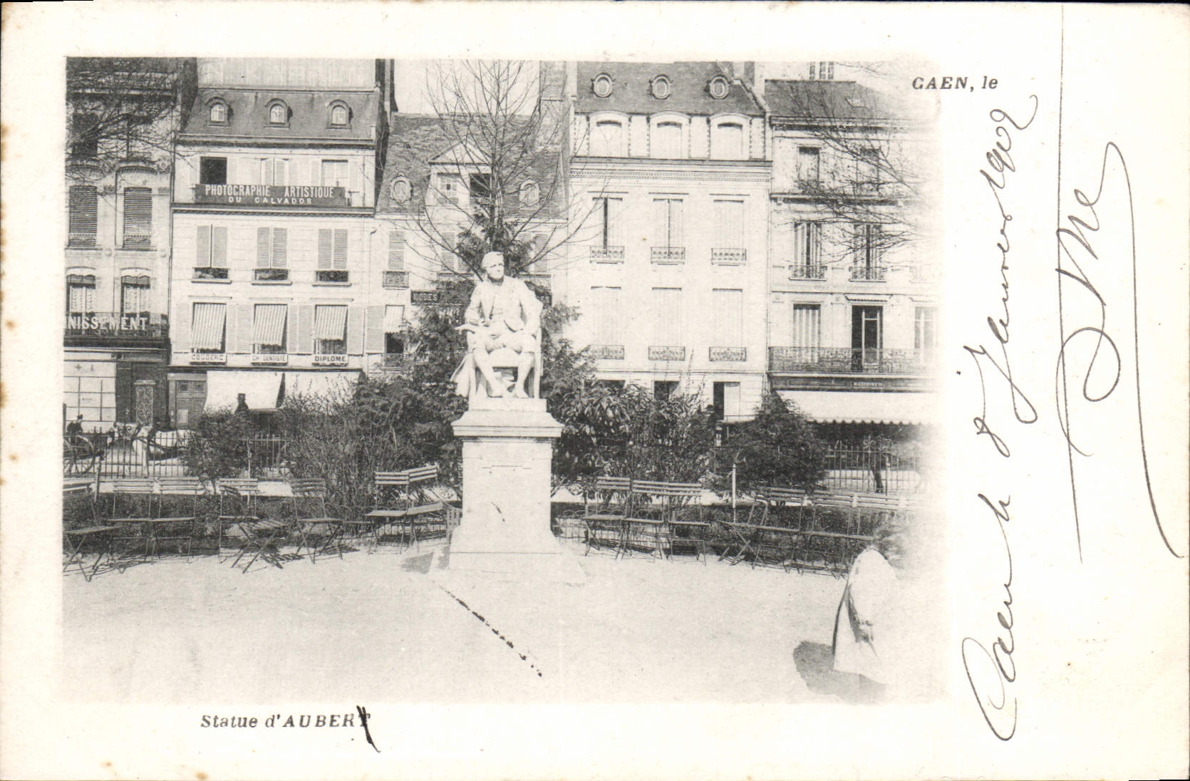 CPA Caen Statue d'Aubert