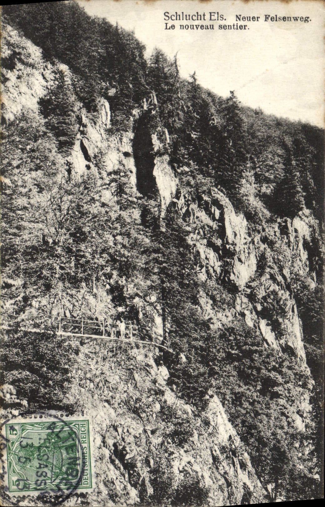 VINTAGE POSTCARD Schlucht Neuer Felsenweg the new path